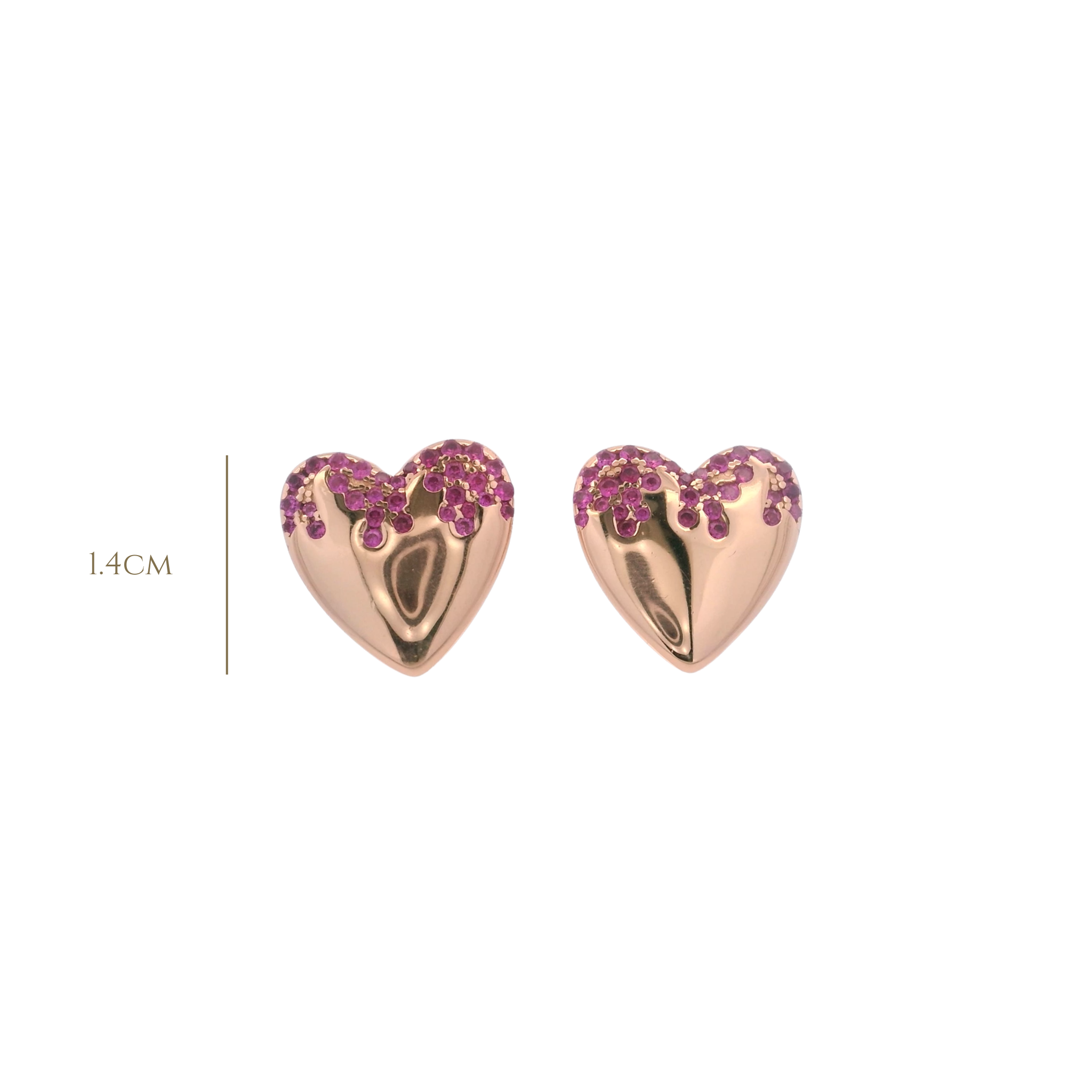 925RG HEART SMOOTH CZ FUSHIA EARRINGS