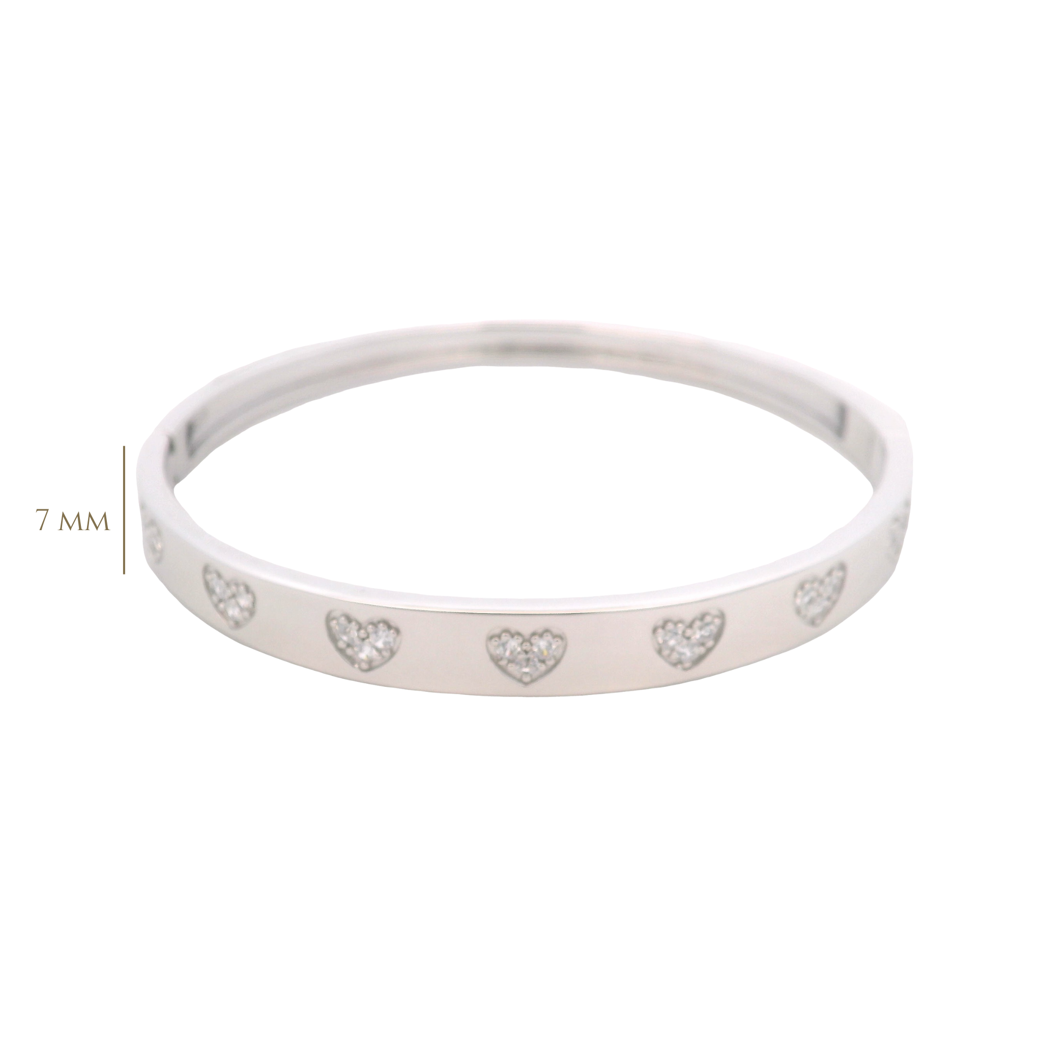 925SL STATION HEART PAVE BANGLE