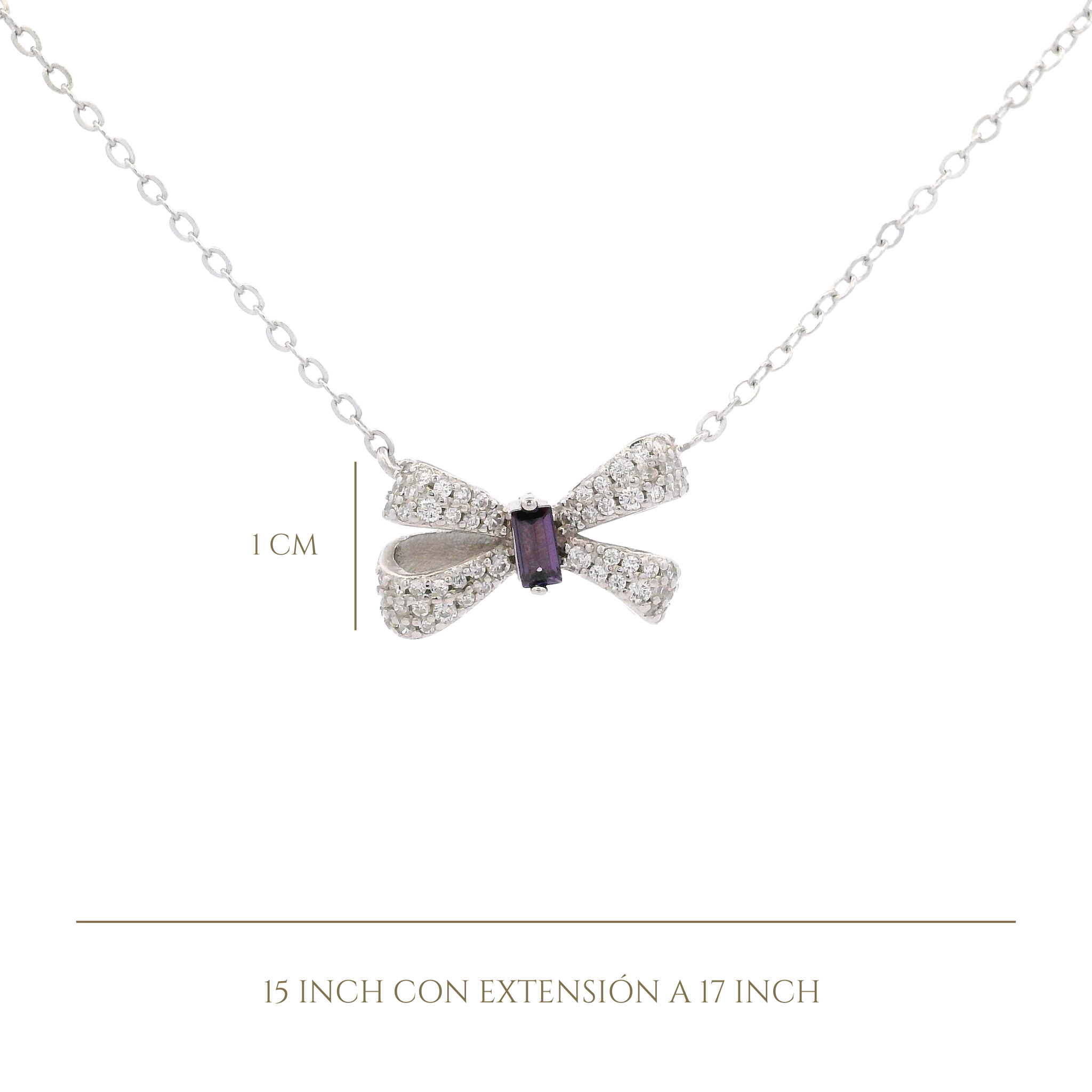 925SL SMALL BOW PAVE CENTER CZ NECKLACE