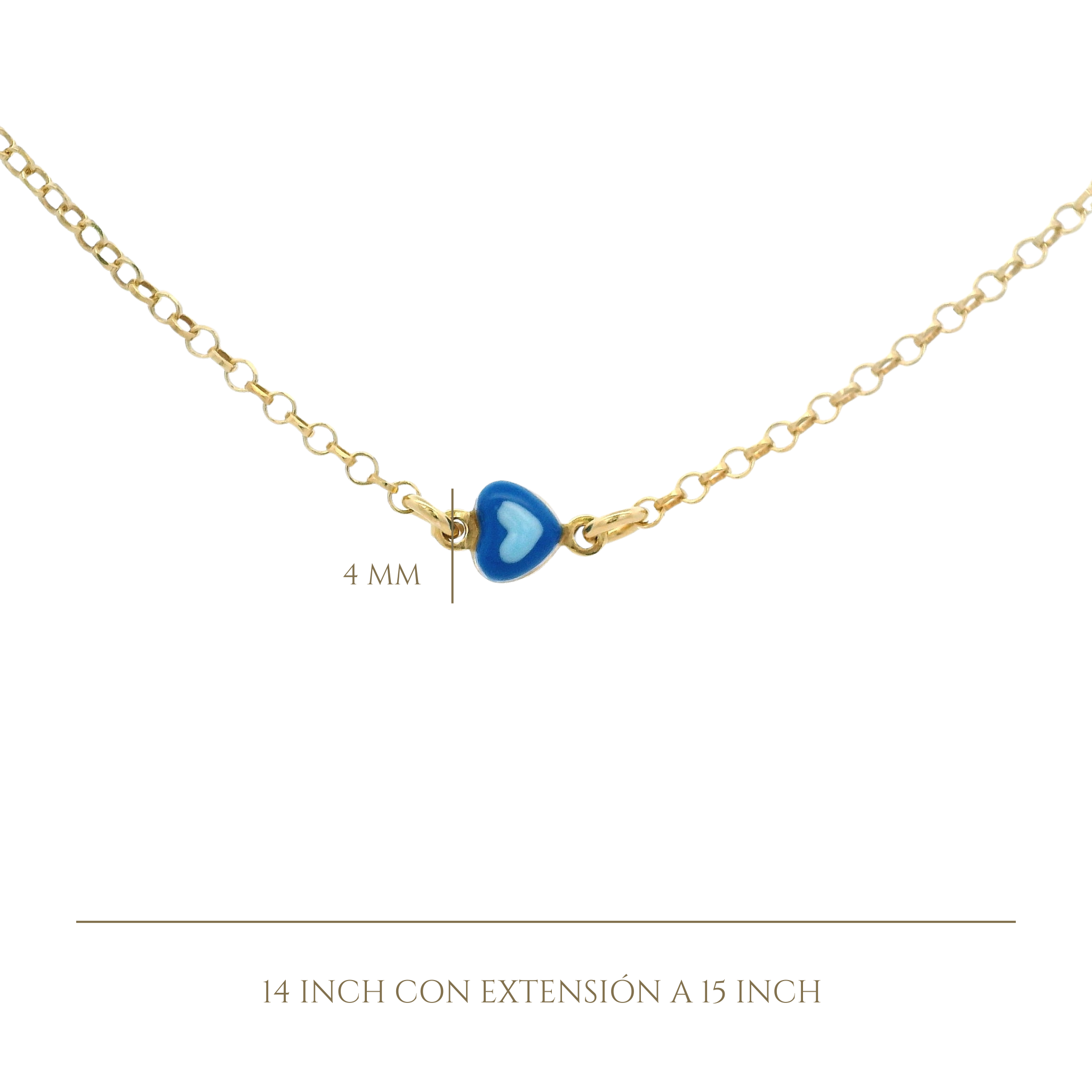 925YG SOLITARY DOME HEART BLUE ENAMEL NECKLACE