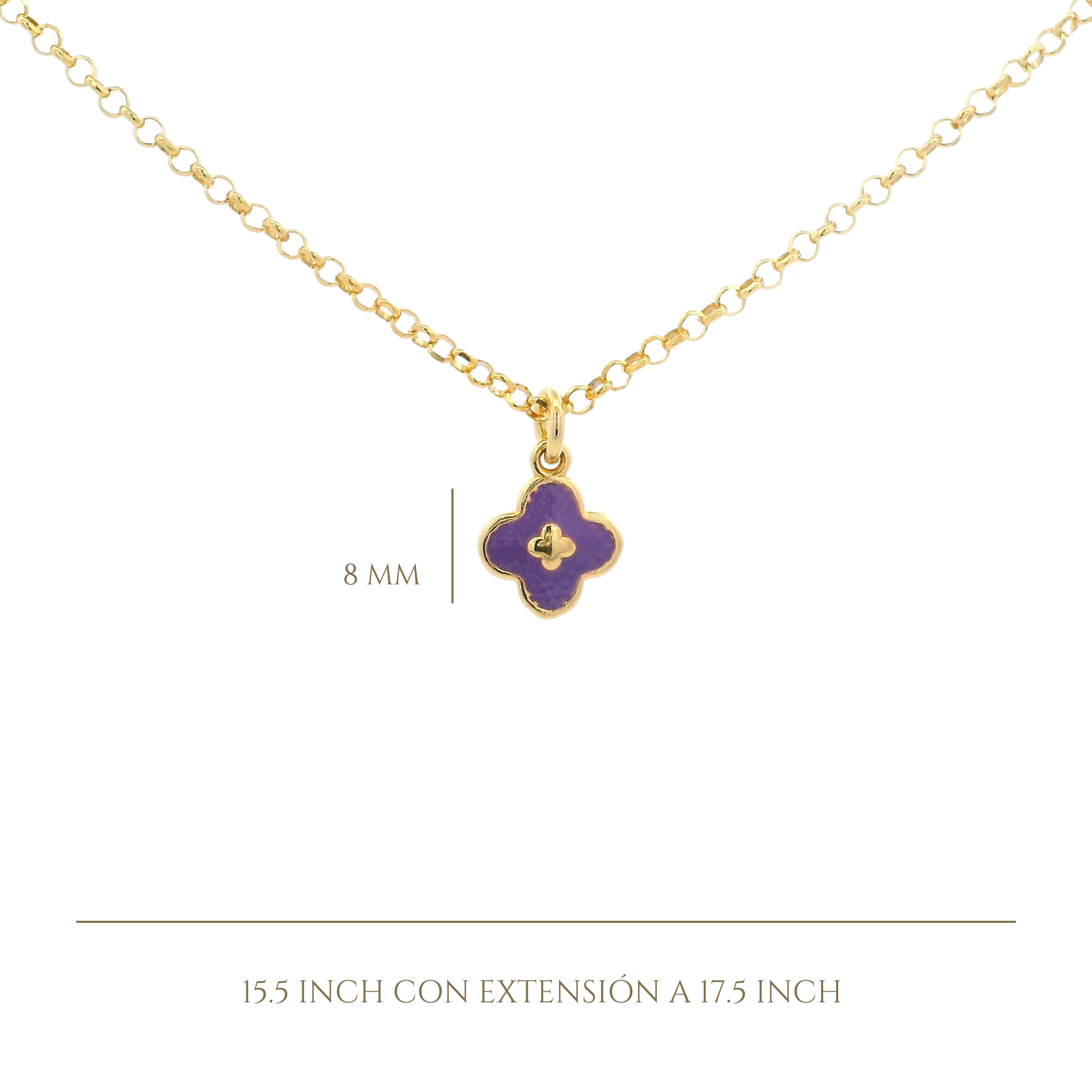 925YG SOLITARY CLOVER PURPLE ENAMEL NECKLACE