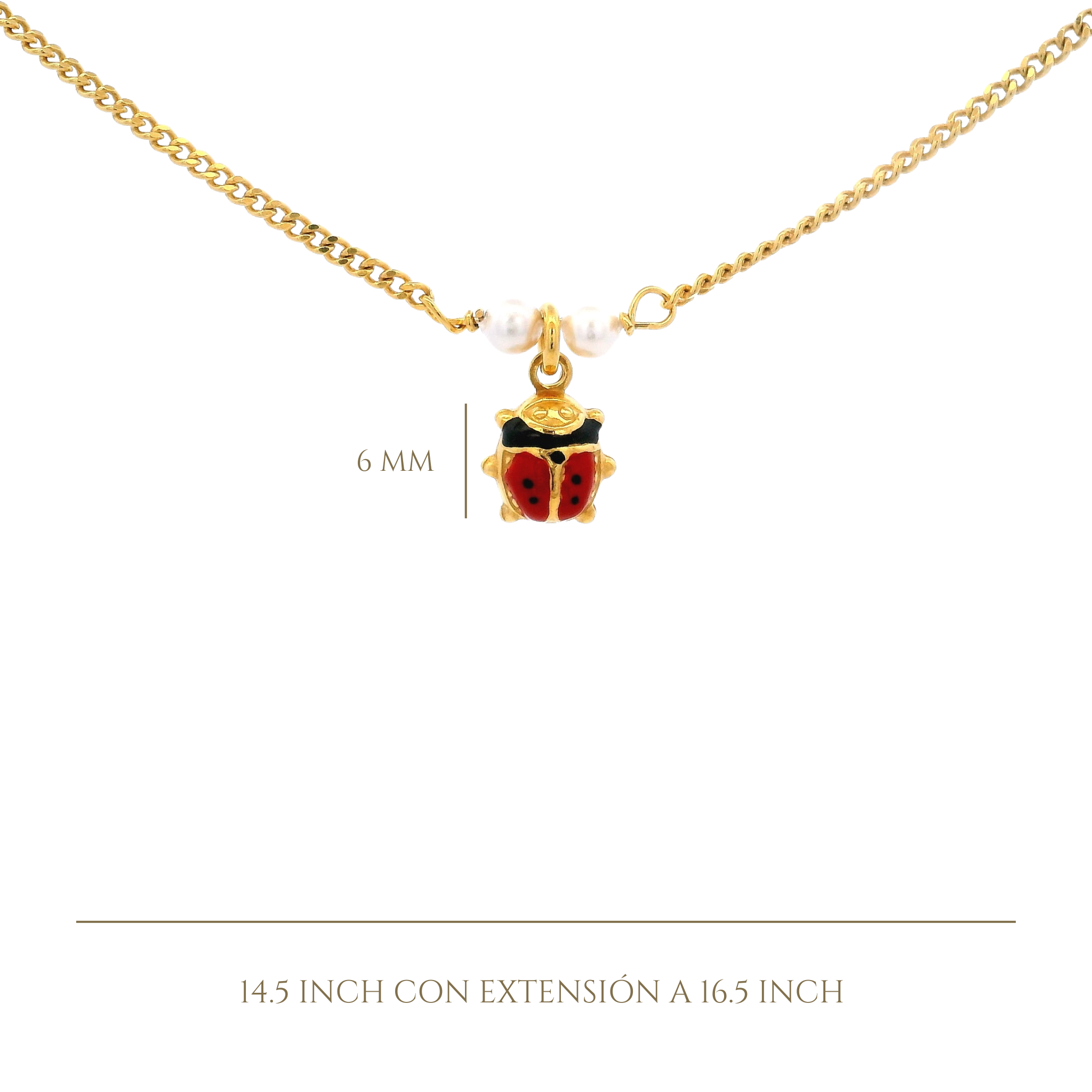 925YG LADYBUG AND PEARL NECKLACE