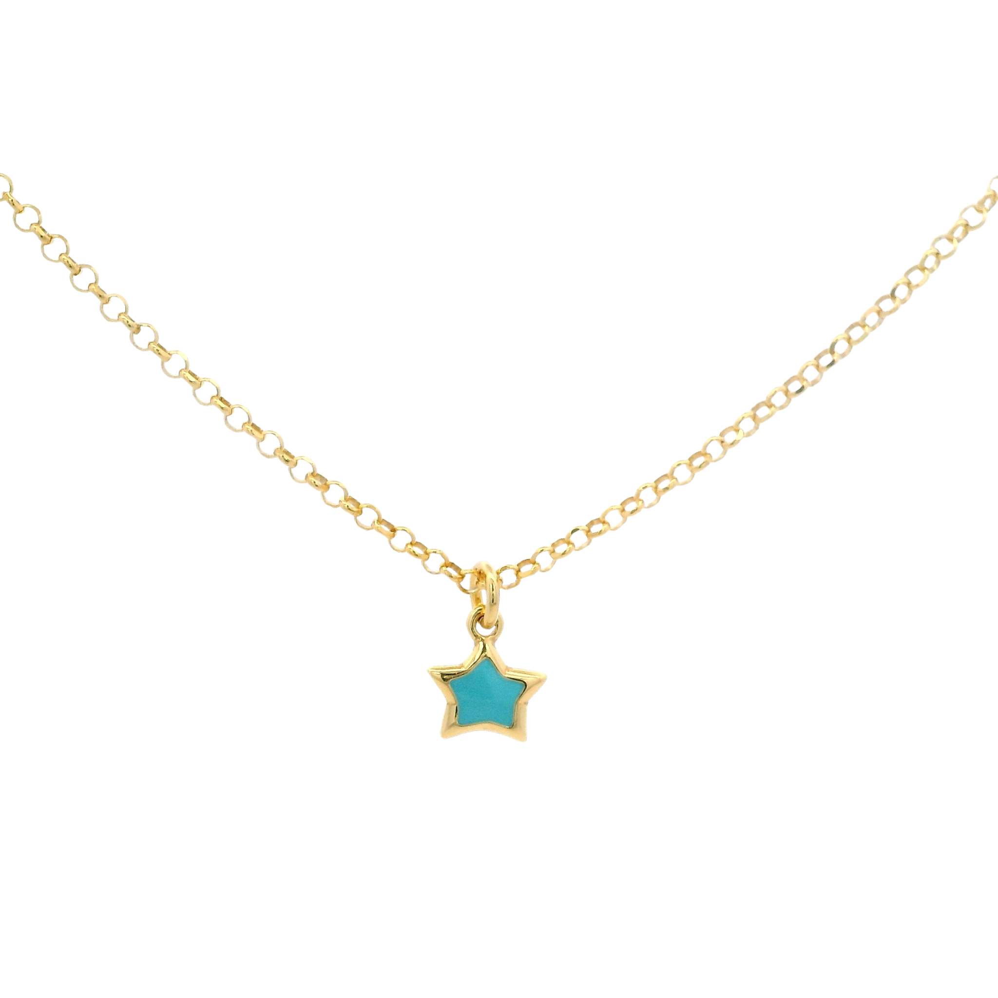925YG SOLITARY STAR TURQUOISE ENAMEL NECKLACE