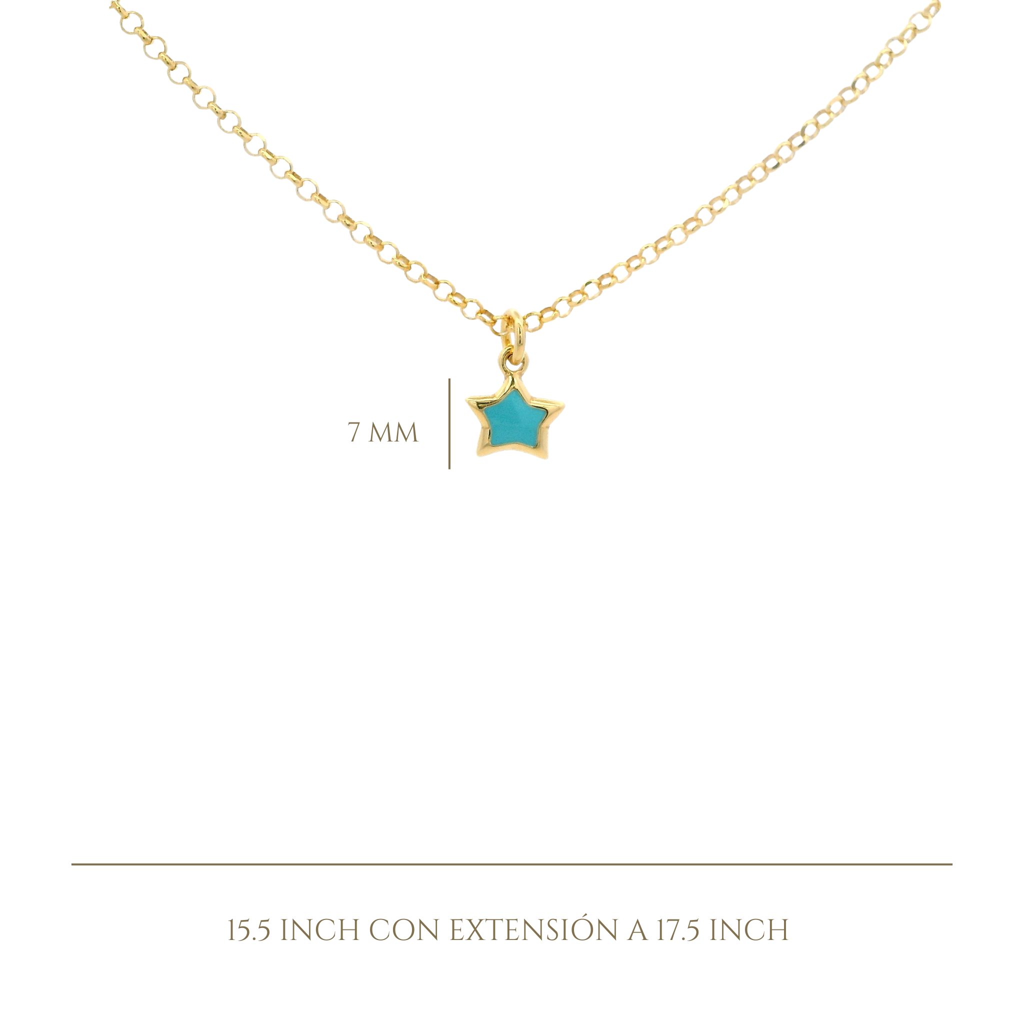 925YG SOLITARY STAR TURQUOISE ENAMEL NECKLACE