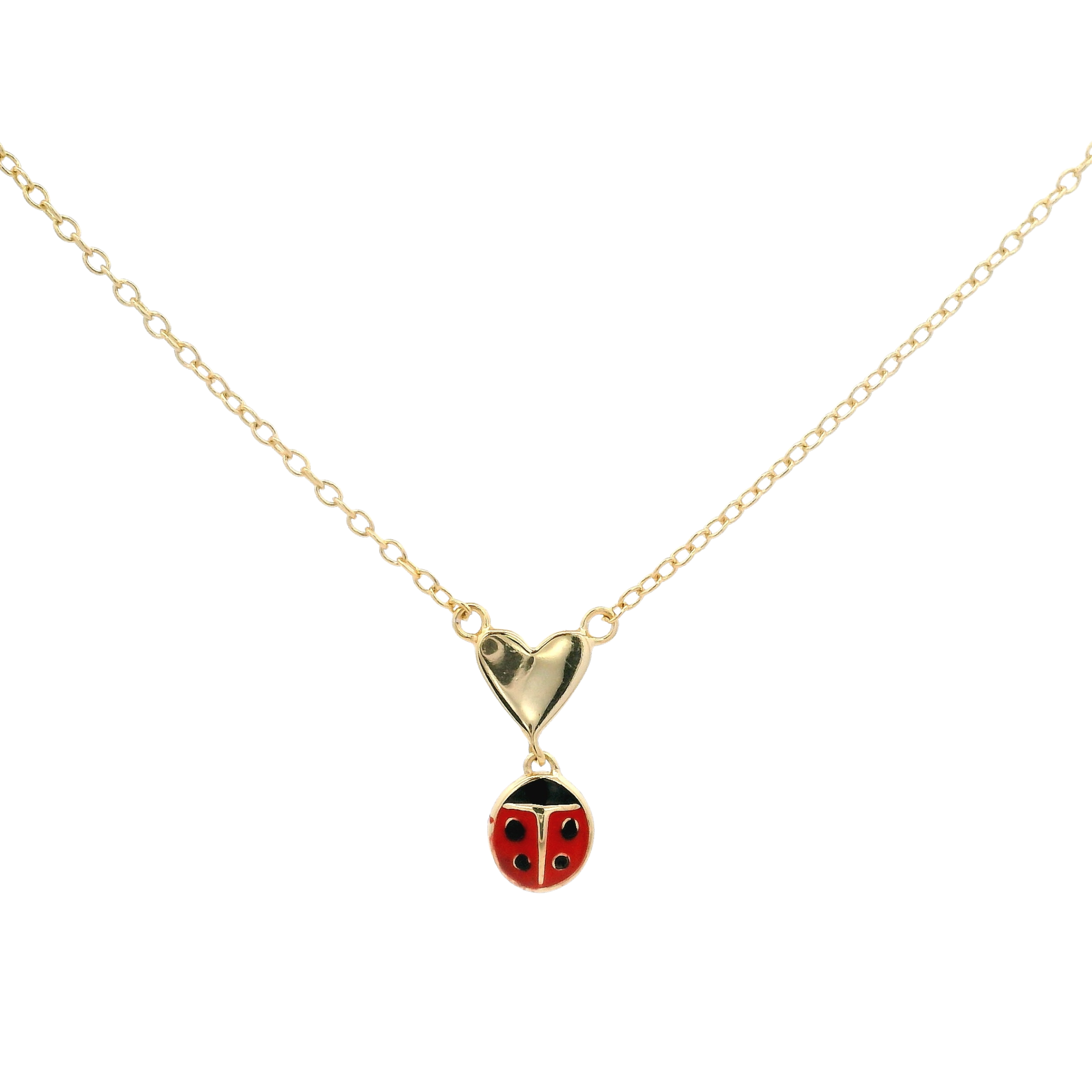 925YG LADYBUG WITH HEART NECKLACE