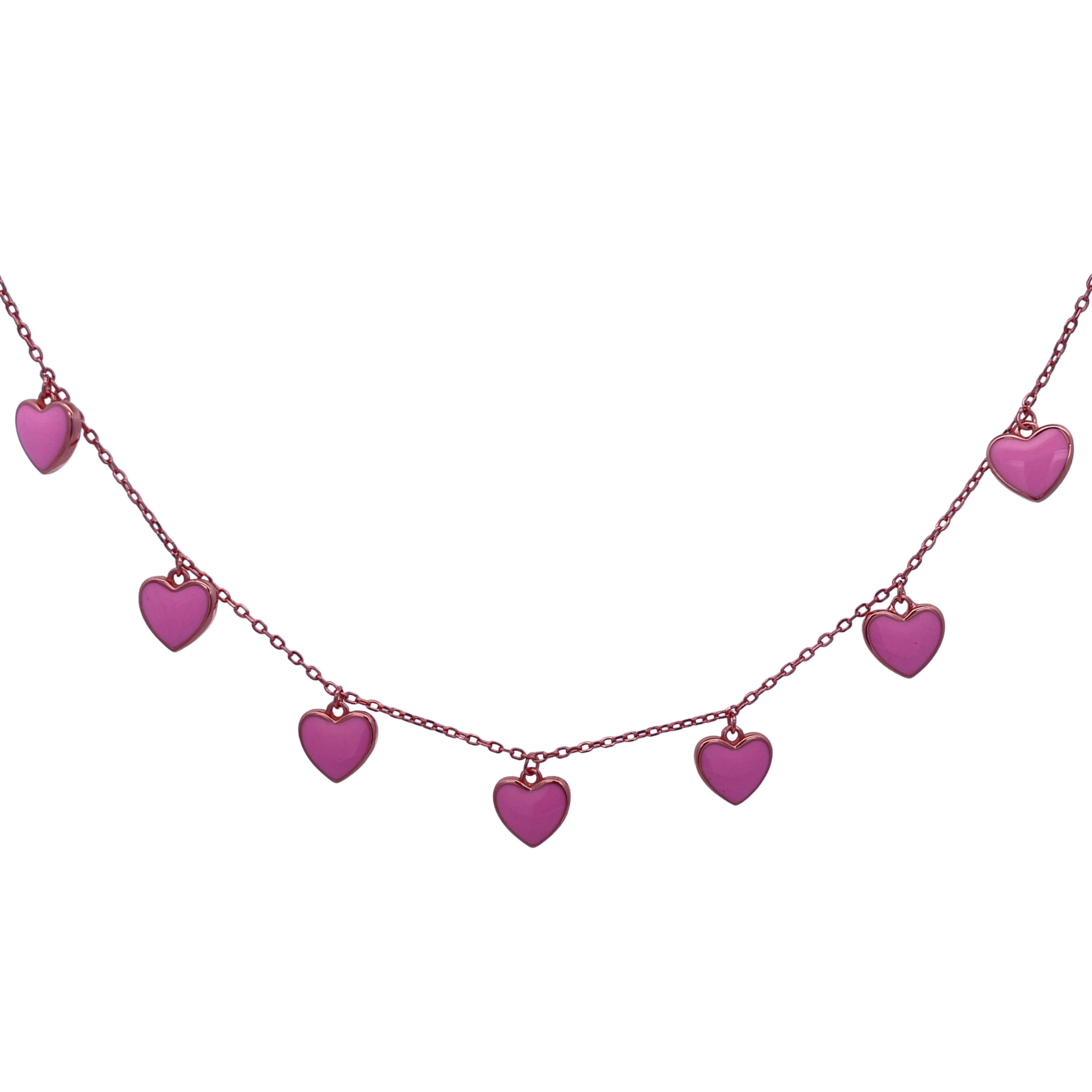 925RG STATION HEART PINK ENAMEL NECKLACE