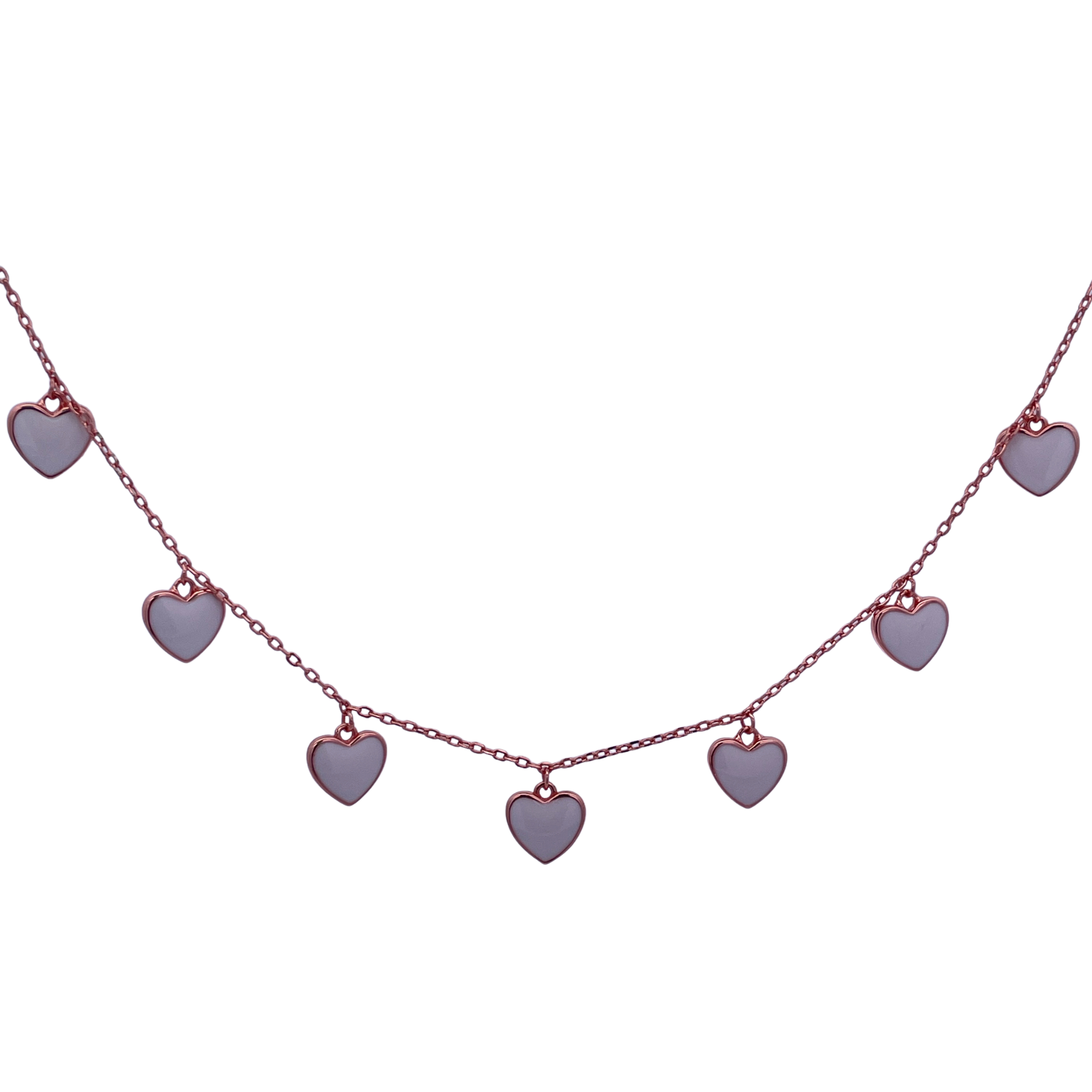 925RG STATION HEART WHITE ENAMEL NECKLACE