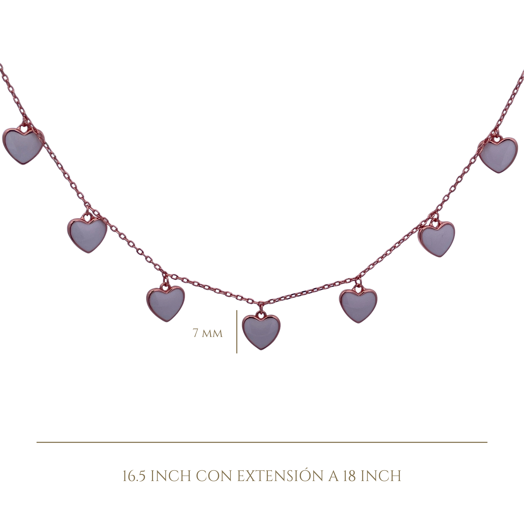 925RG STATION HEART WHITE ENAMEL NECKLACE