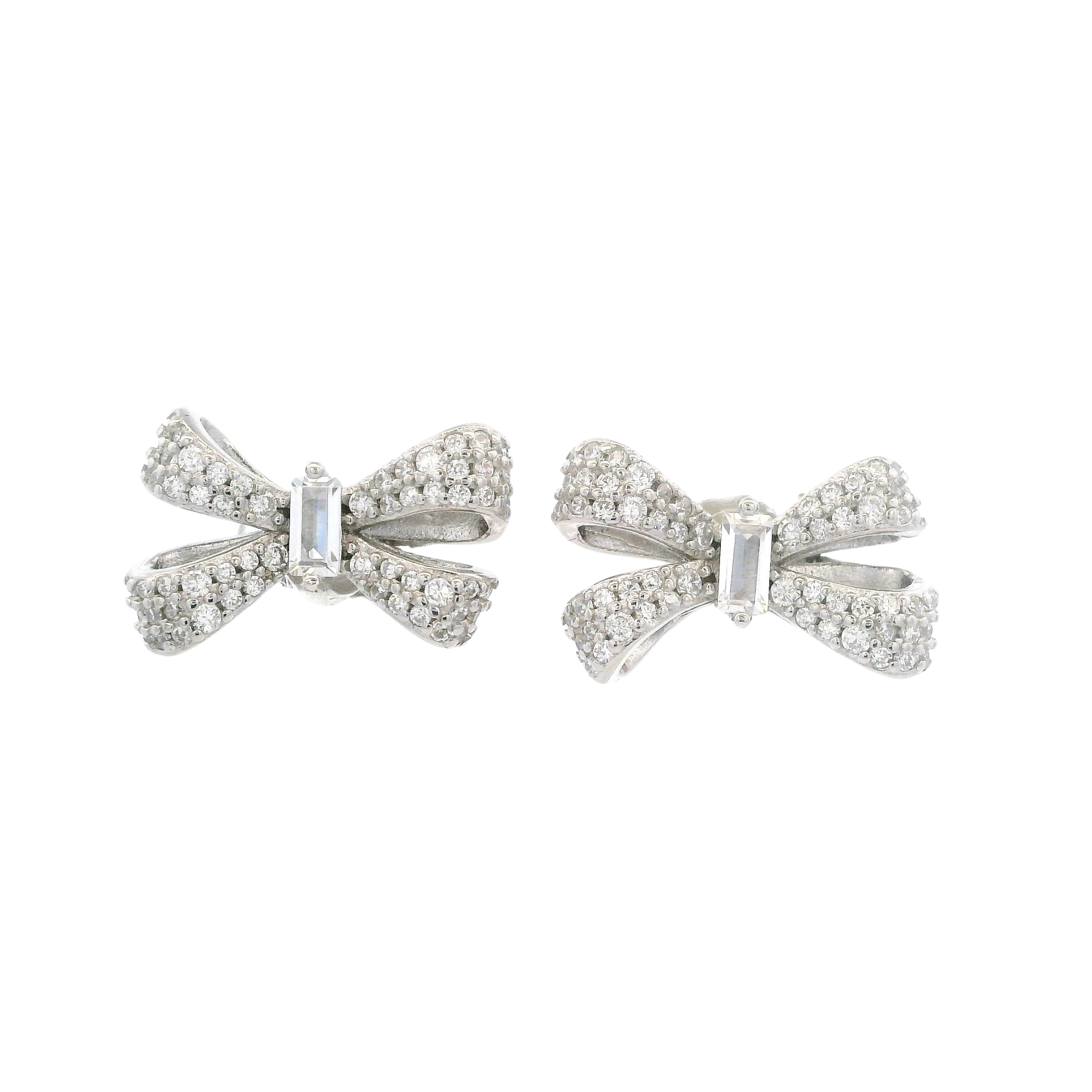 925SL SMALL BOW PAVE CENTER CZ EARRINGS