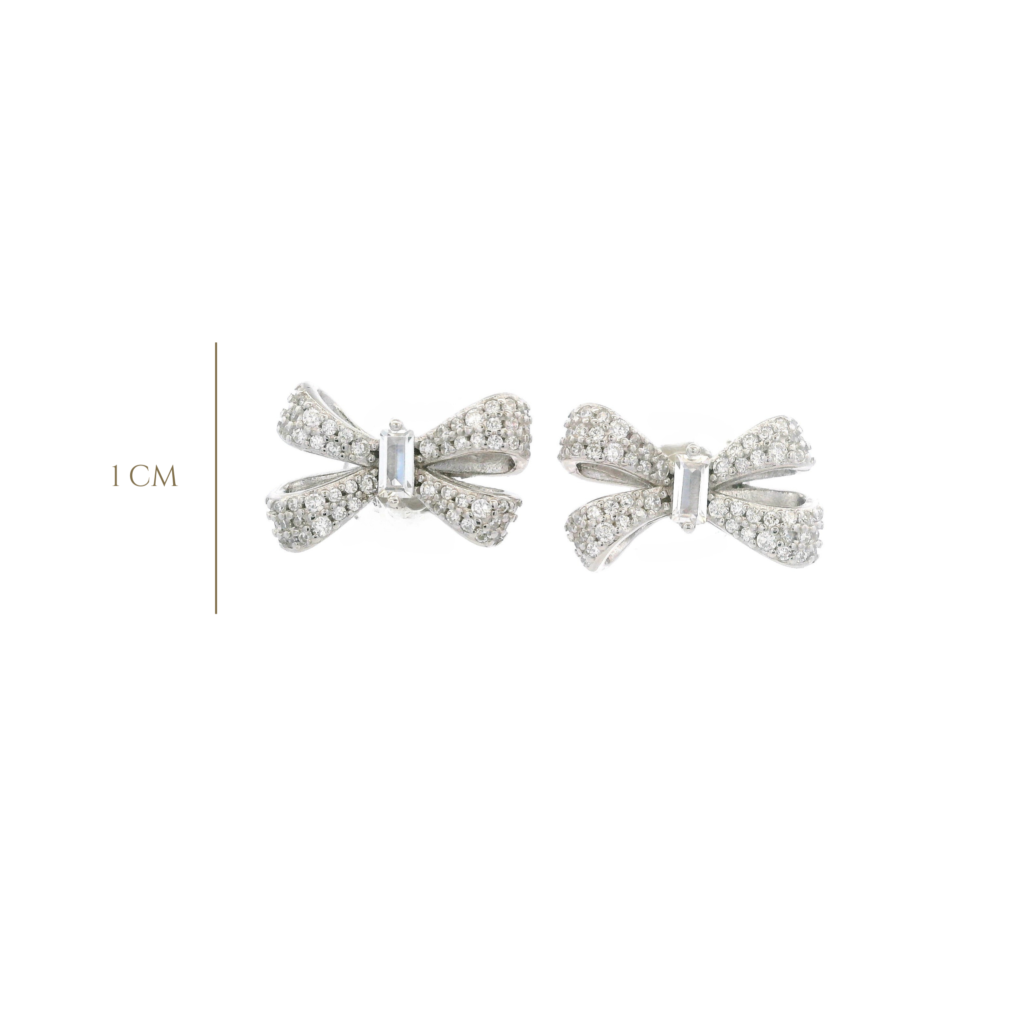 925SL SMALL BOW PAVE CENTER CZ EARRINGS