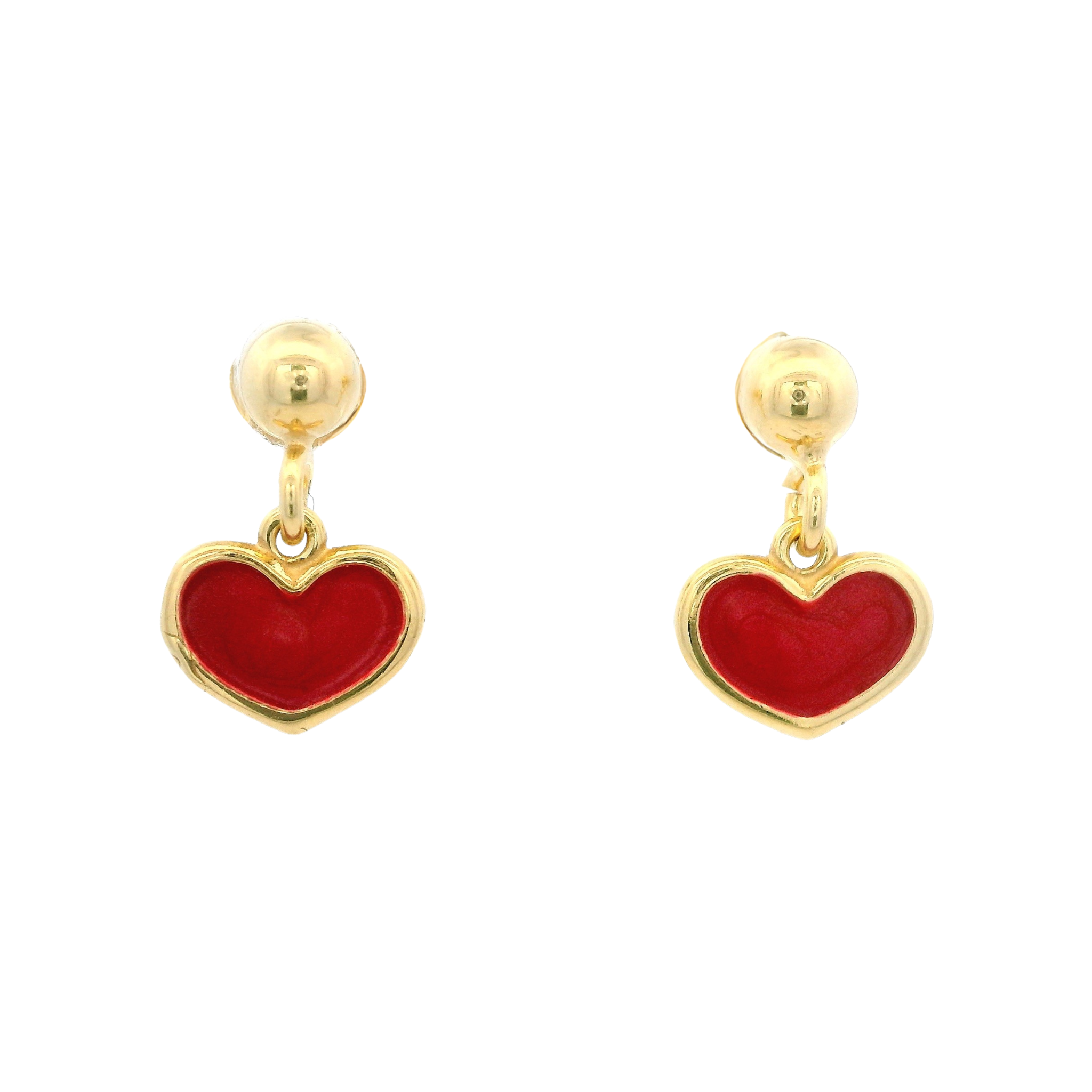 925YG HEART RED ENAMEL EARRINGS