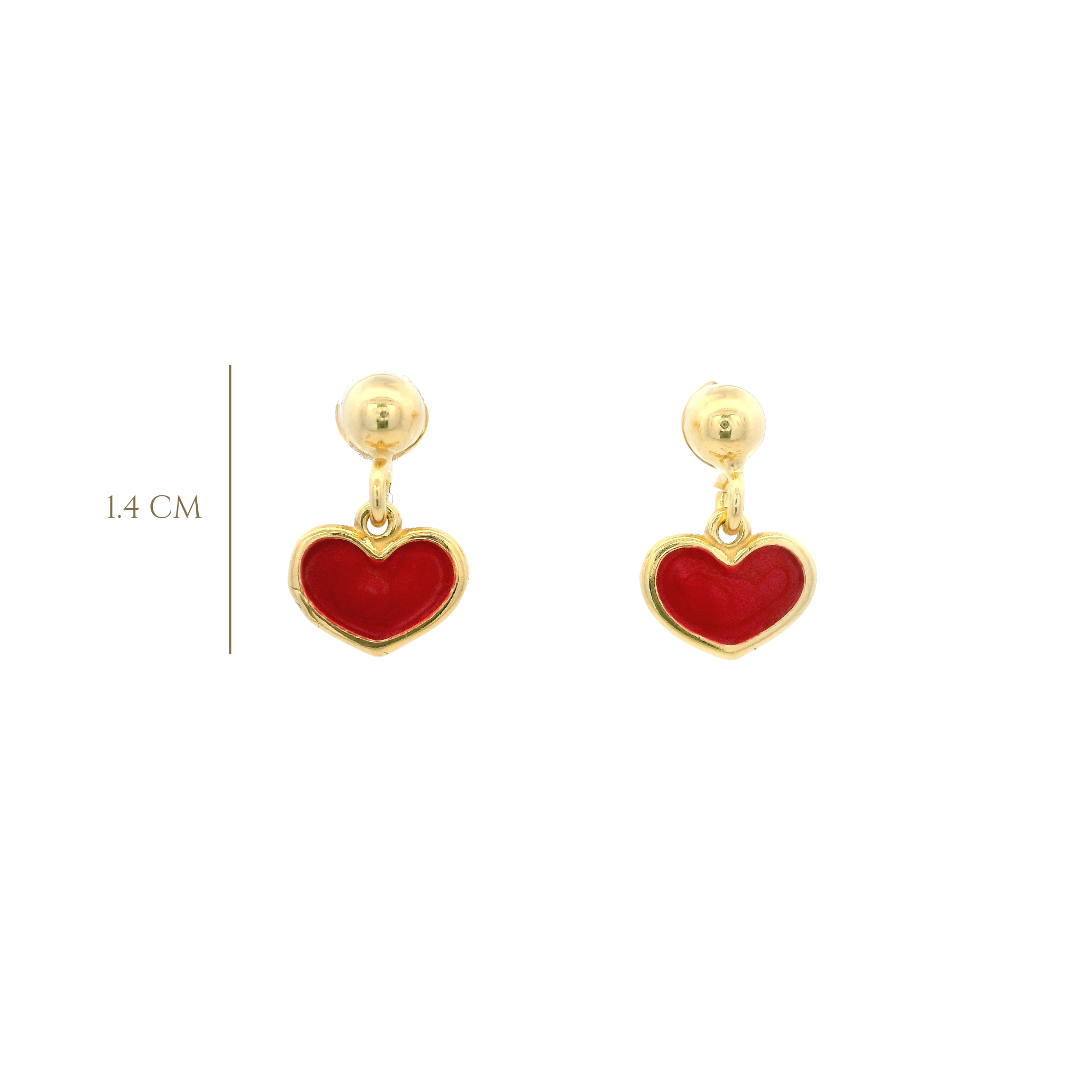 925YG HEART RED ENAMEL EARRINGS