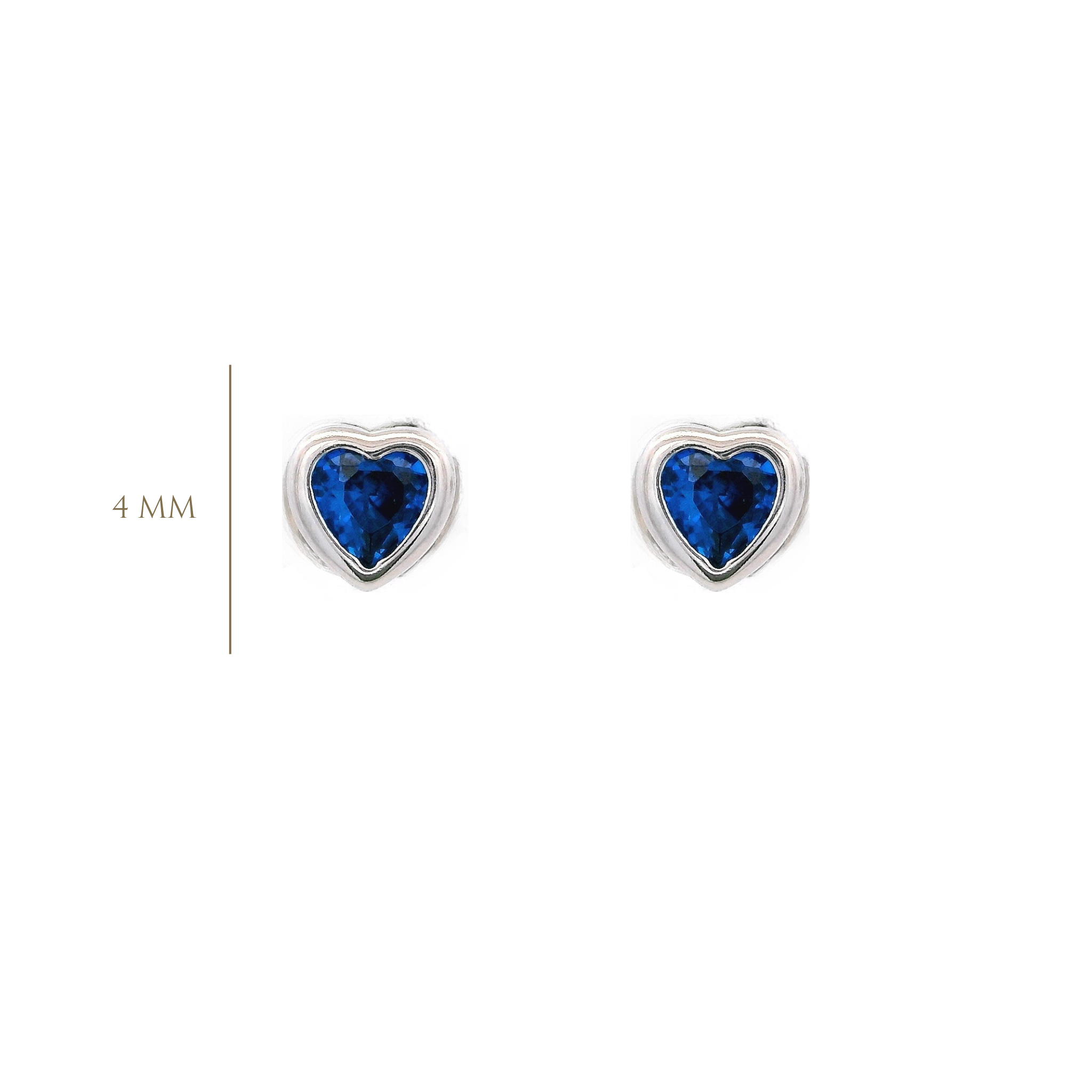 925SL MINI HEART BEZEL CZ BLUE EARRINGS