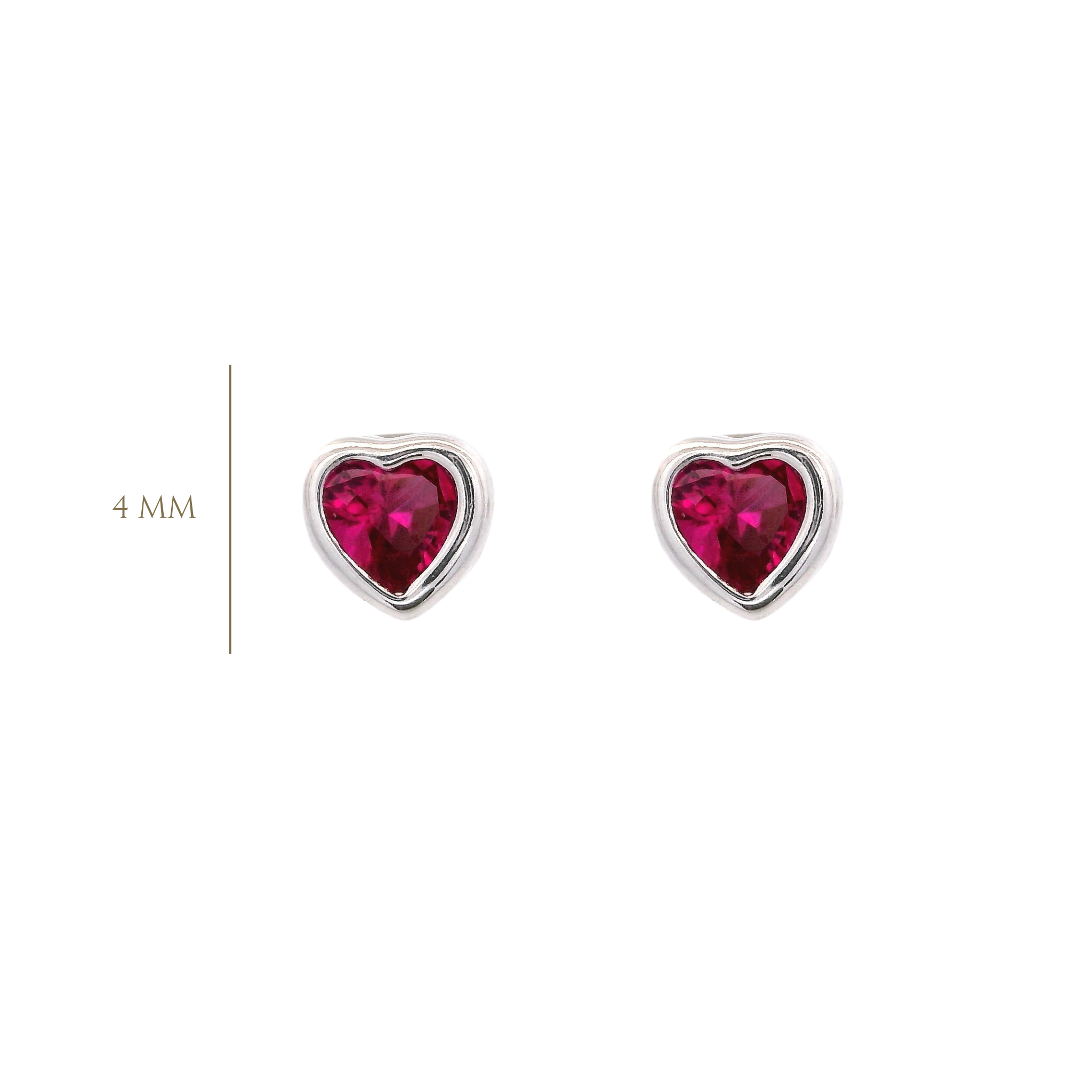 925SL MINI HEART BEZEL CZ FUSHIA EARRINGS