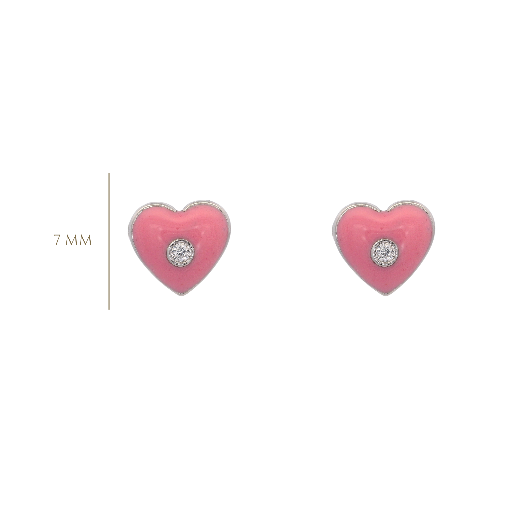 925SL HEART PINK ENAMEL CENTER CZ EARRINGS