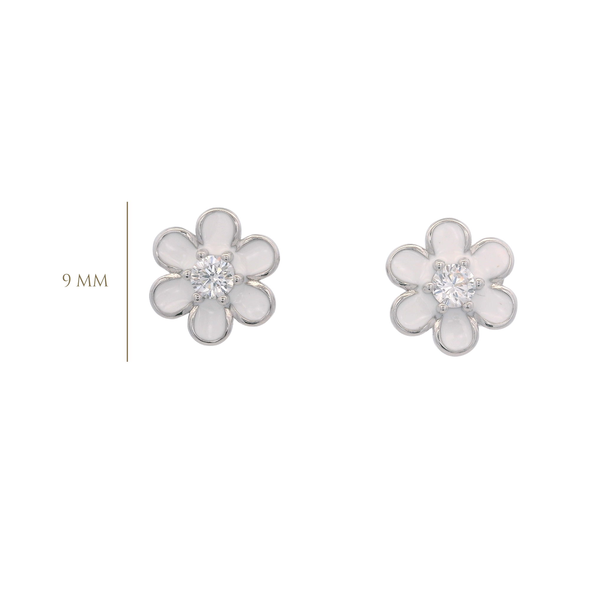 925SL DAISY WHITE ENAMEL EARRINGS