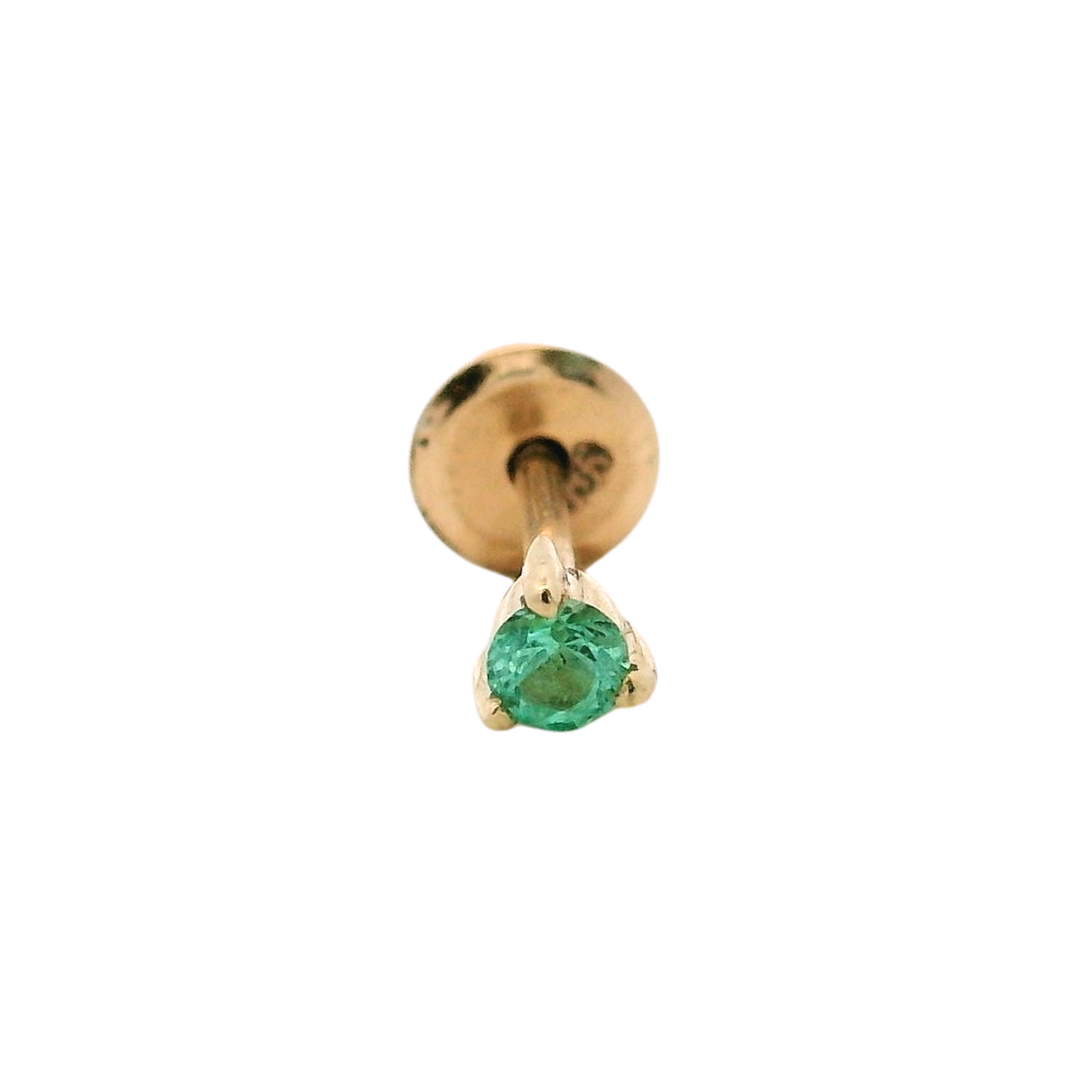 14KY PIERCING ESMERALDA 2 MM SOLITARIO