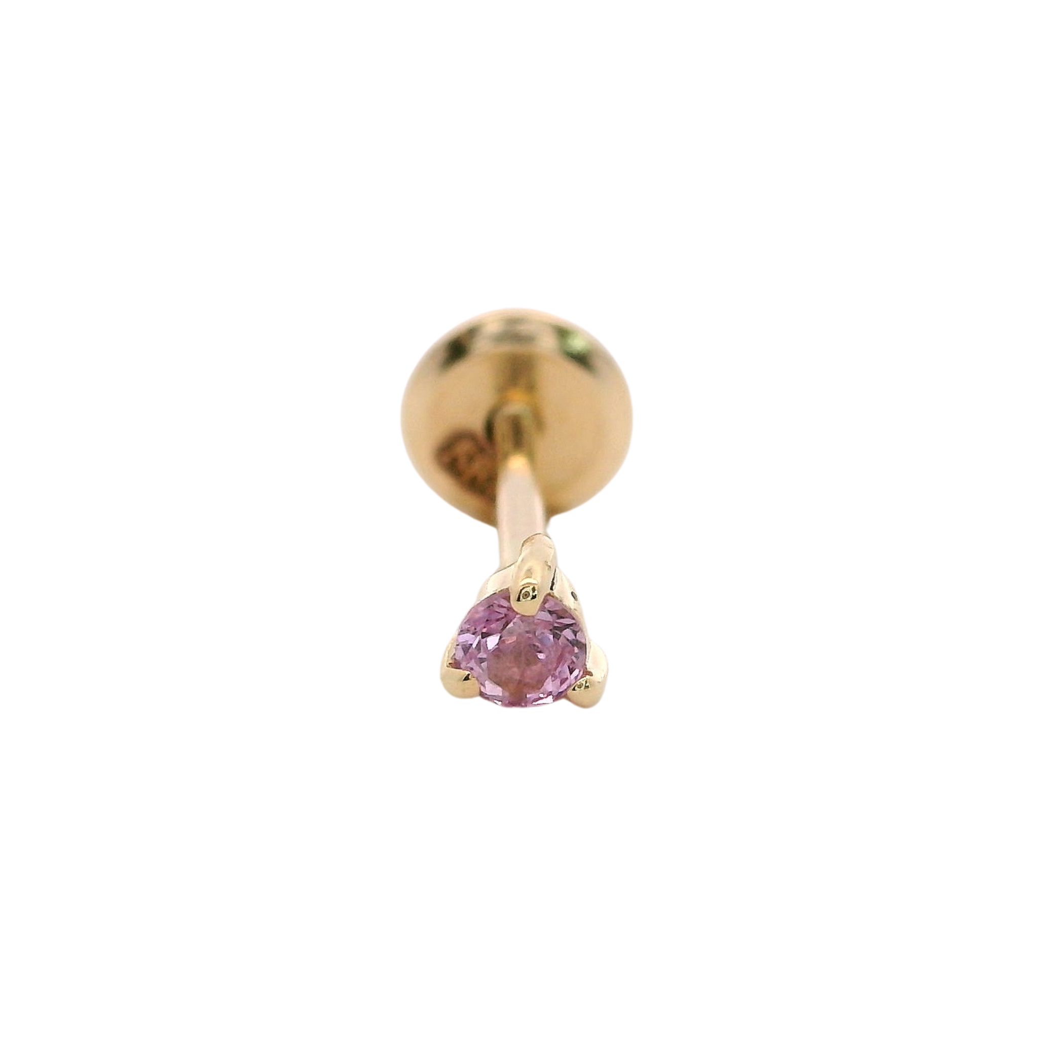 14KY PIERCING ZAFIRO ROSADO 2 MM SOLITARIO