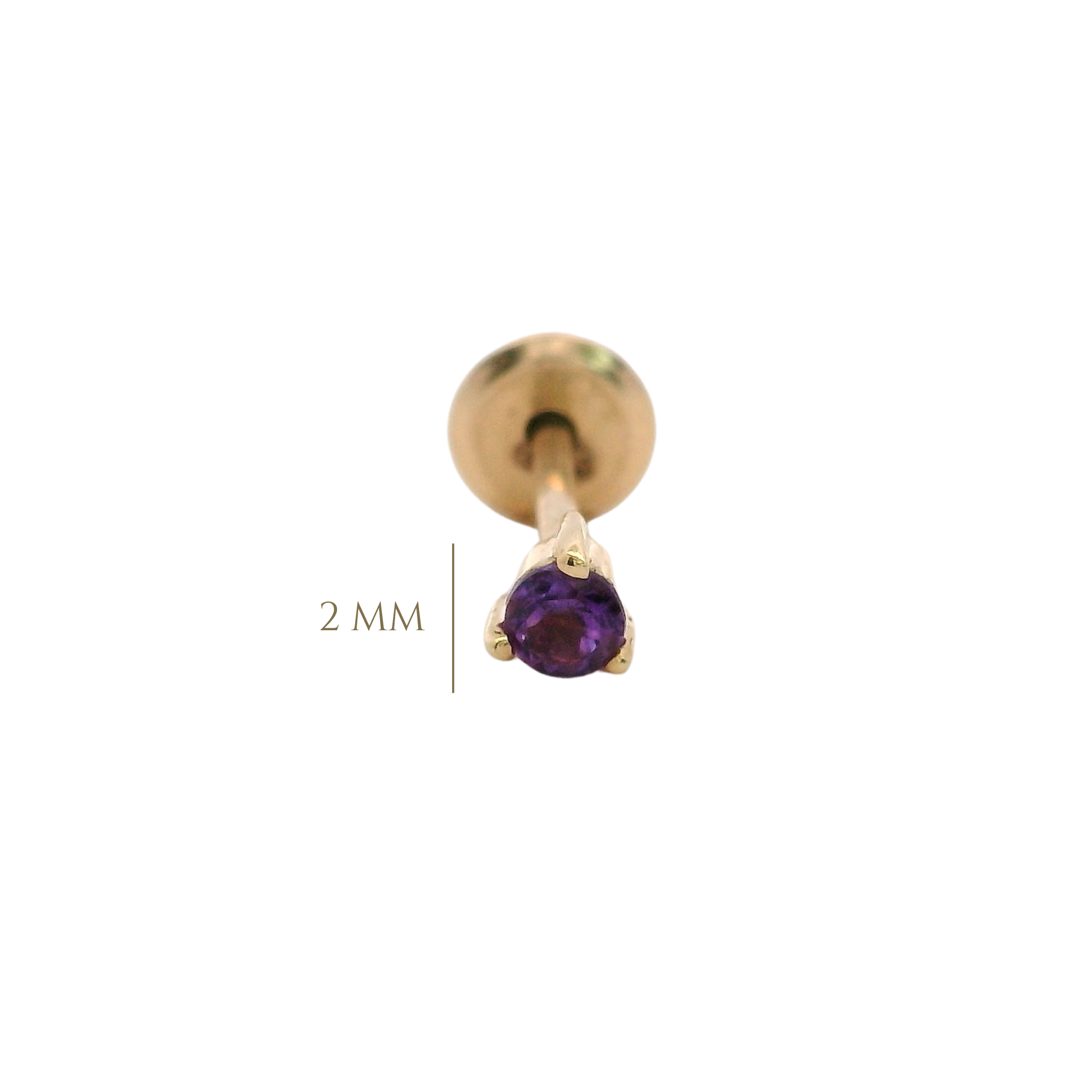 14KY PIERCING AMATISTA 2 MM SOLITARIO