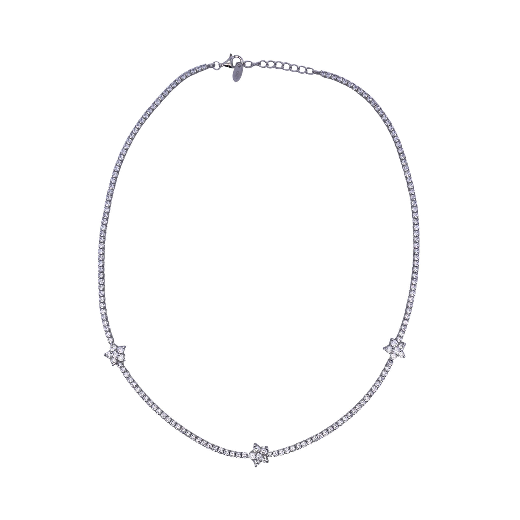 925SL TENNIS TRIPLE FLOWER CZ NECKLACE