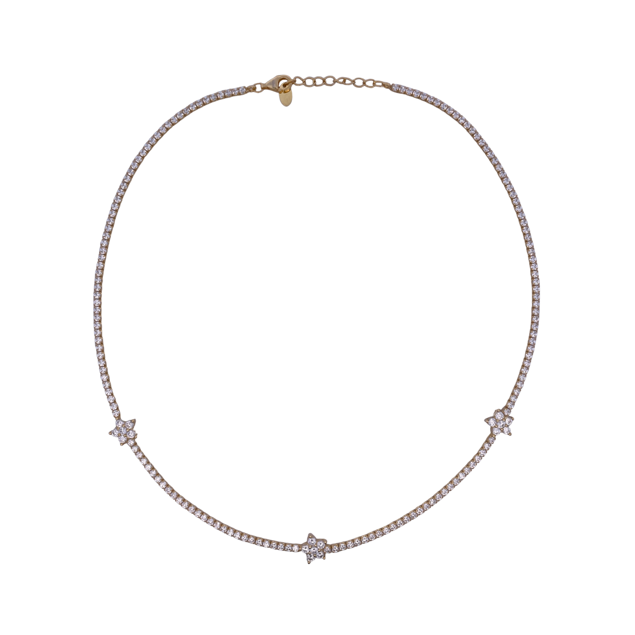 925YG TENNIS TRIPLE FLOWER CZ NECKLACE