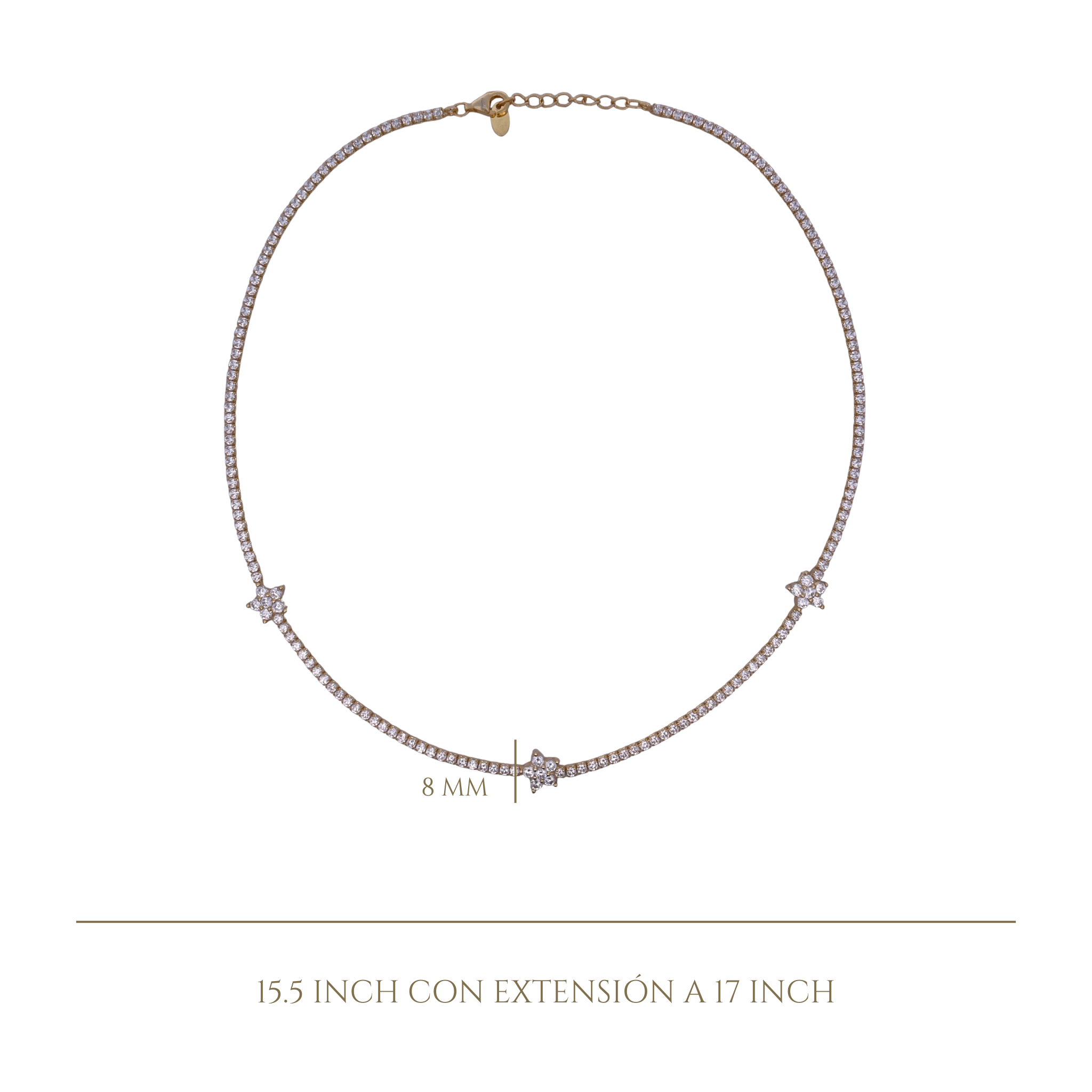 925YG TENNIS TRIPLE FLOWER CZ NECKLACE