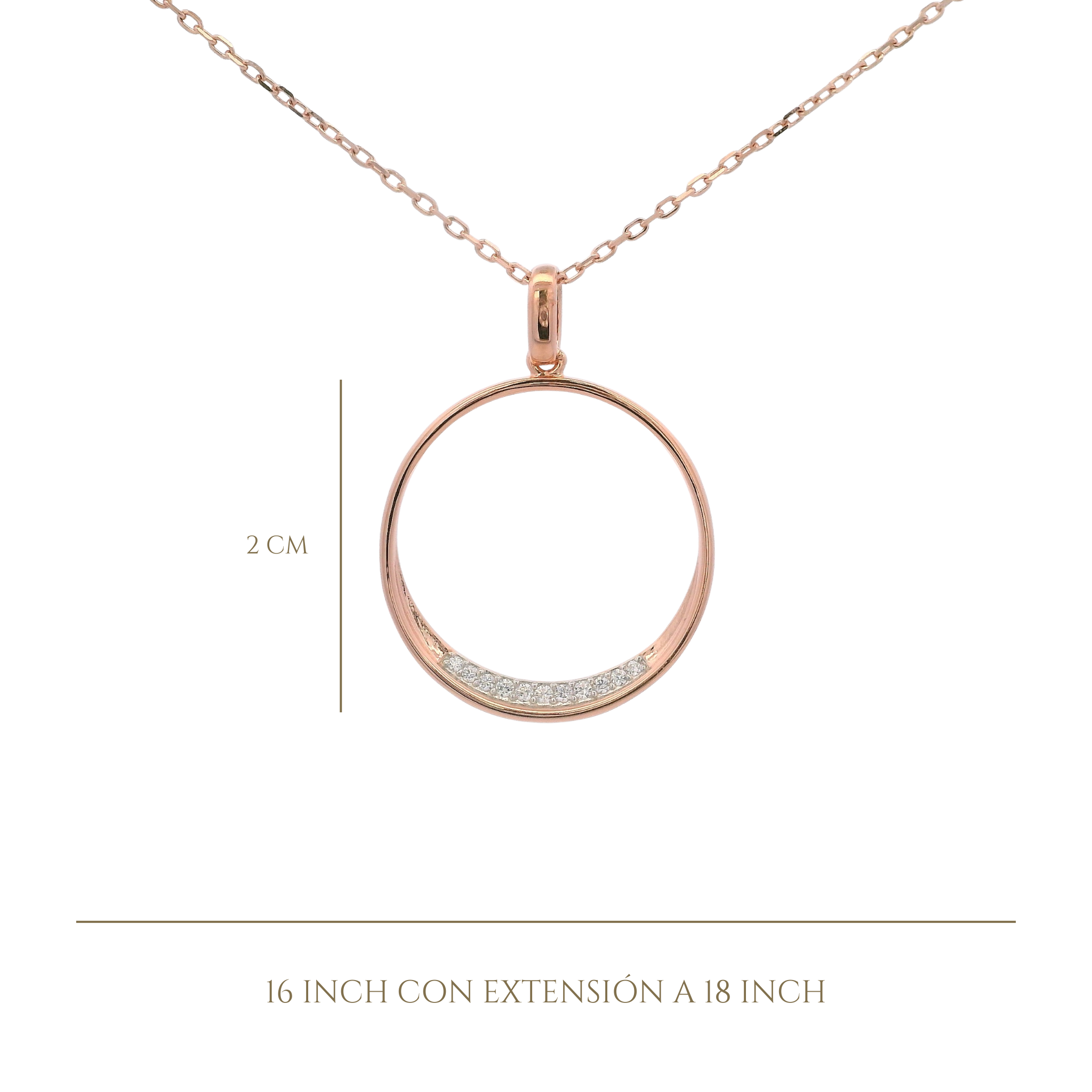 925RG OUTLINE CIRCLE WITH CZ NECKLACE