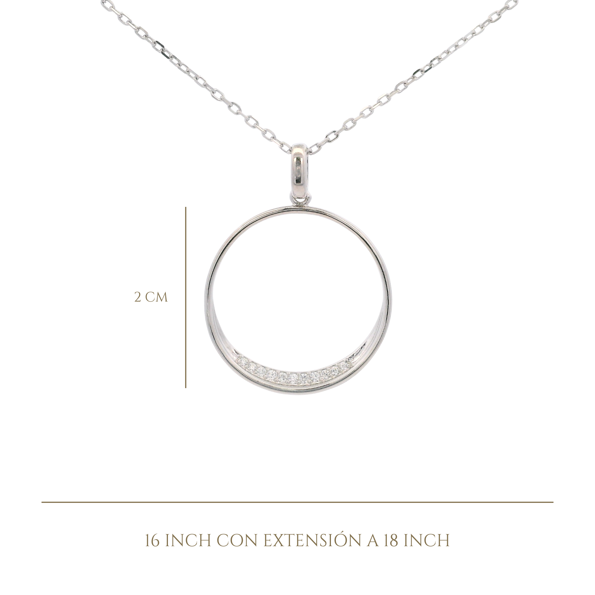 925SL OUTLINE CIRCLE WITH CZ NECKLACE