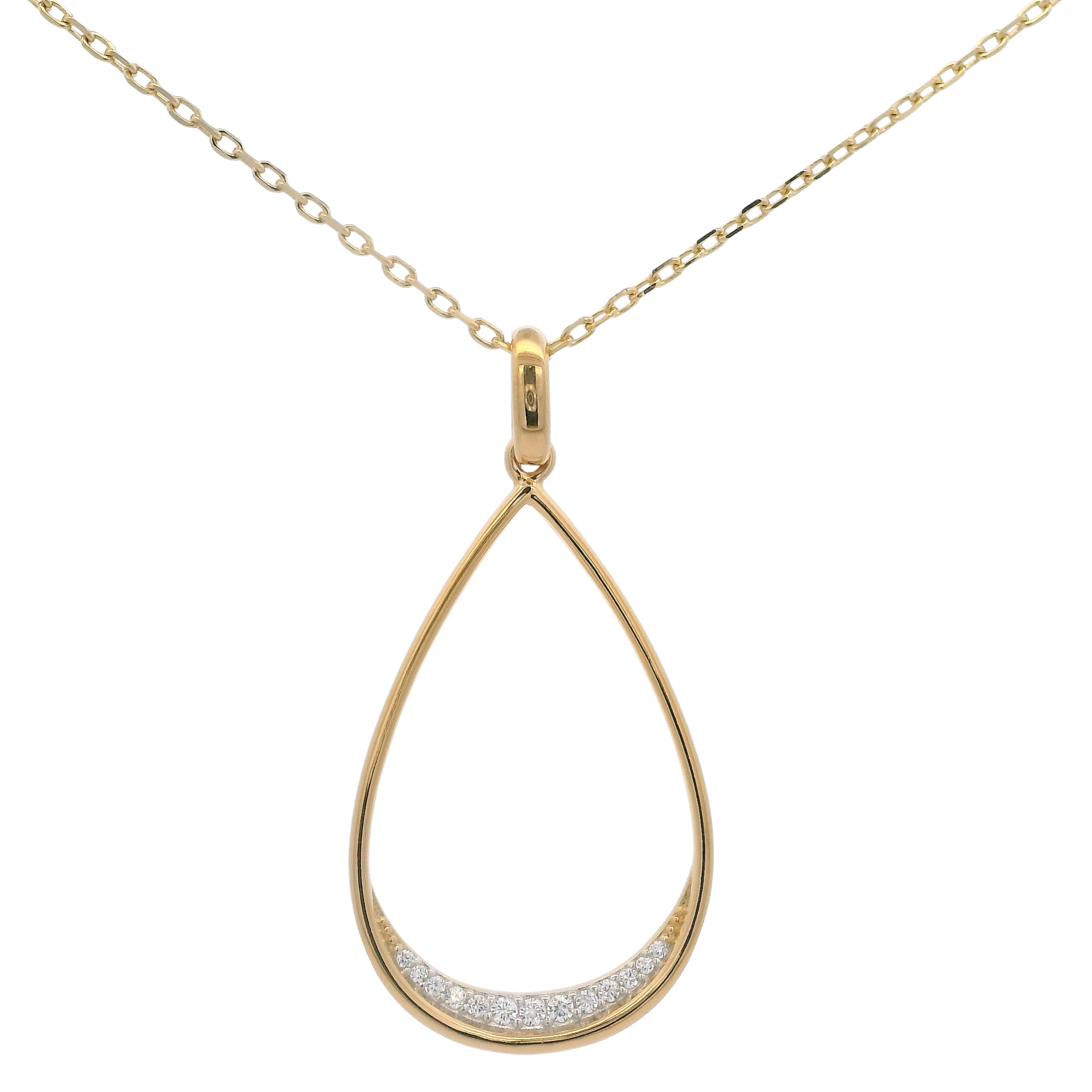 925YG OUTLINE DROP WITH CZ NECKLACE