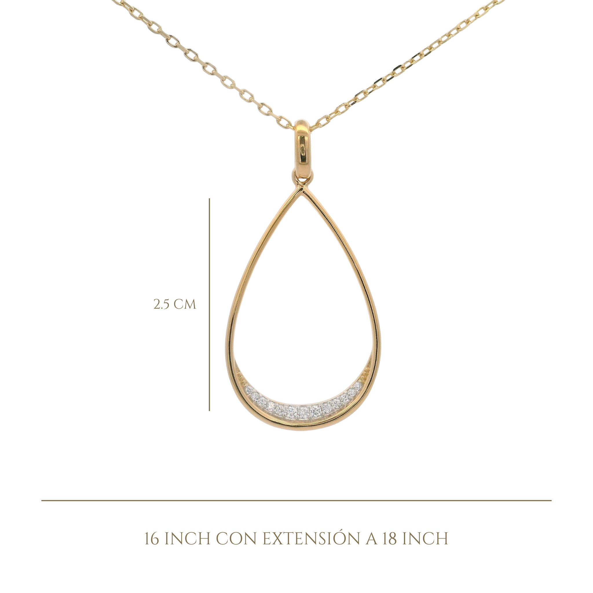 925YG OUTLINE DROP WITH CZ NECKLACE