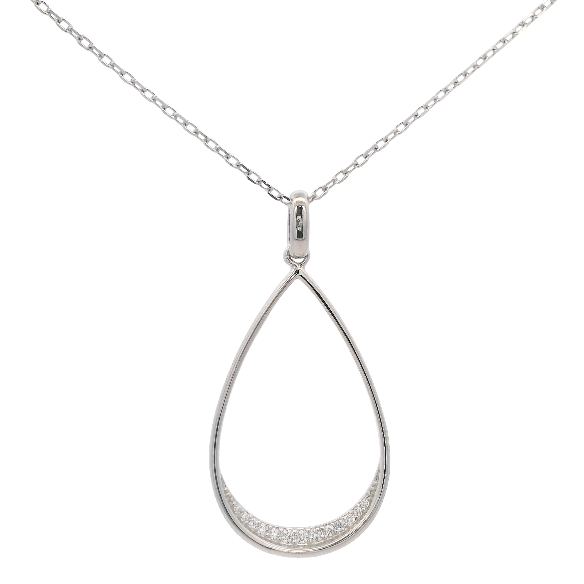 925SL OUTLINE DROP WITH CZ NECKLACE