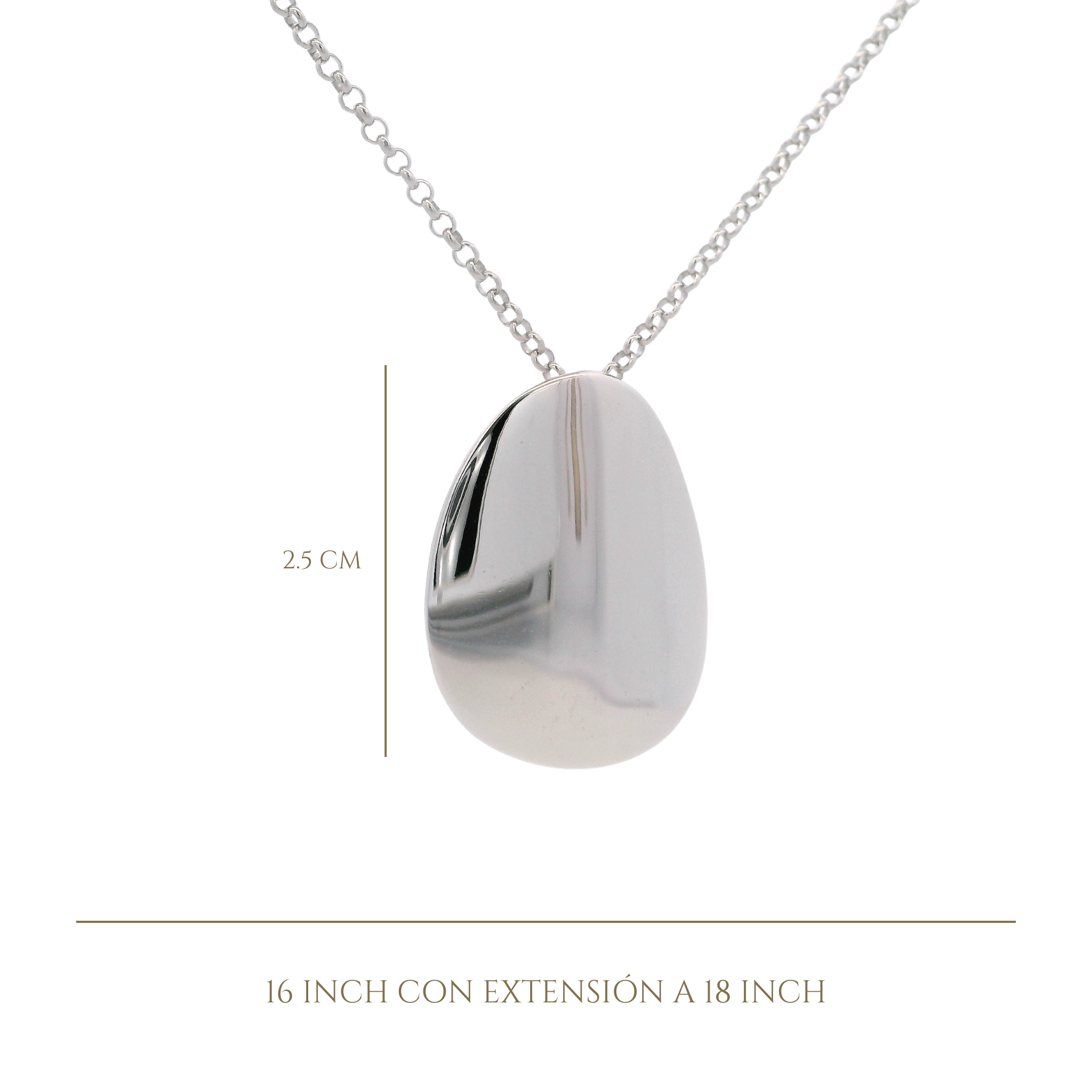 925SL SOLITARY OVAL IRREGULAR NECKLACE