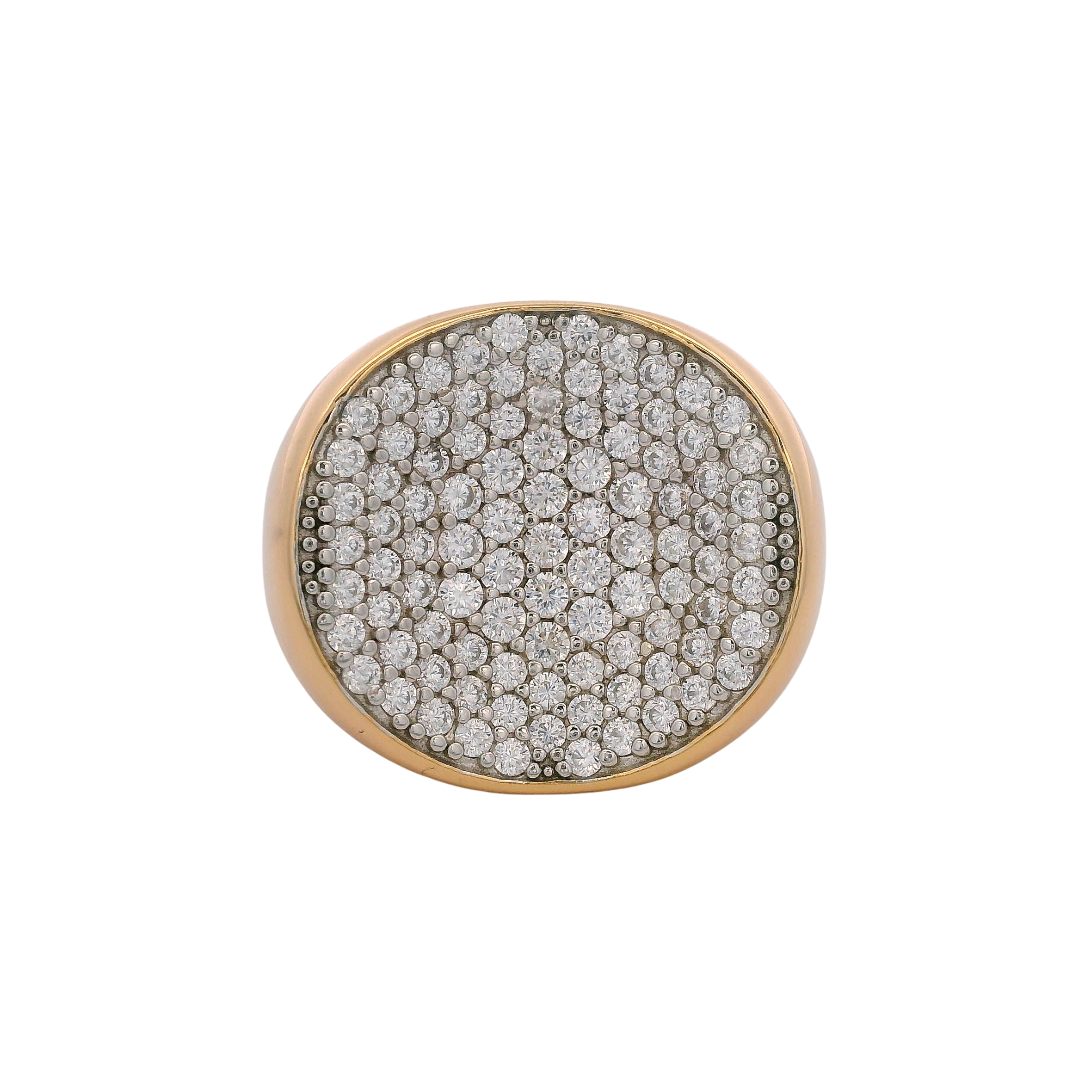 925YG CHUNKY CIRCLE DOME PAVE RING T7.5