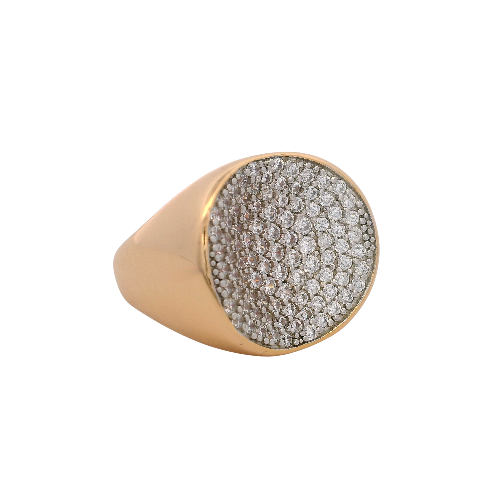 925YG CHUNKY CIRCLE DOME PAVE RING T7.5