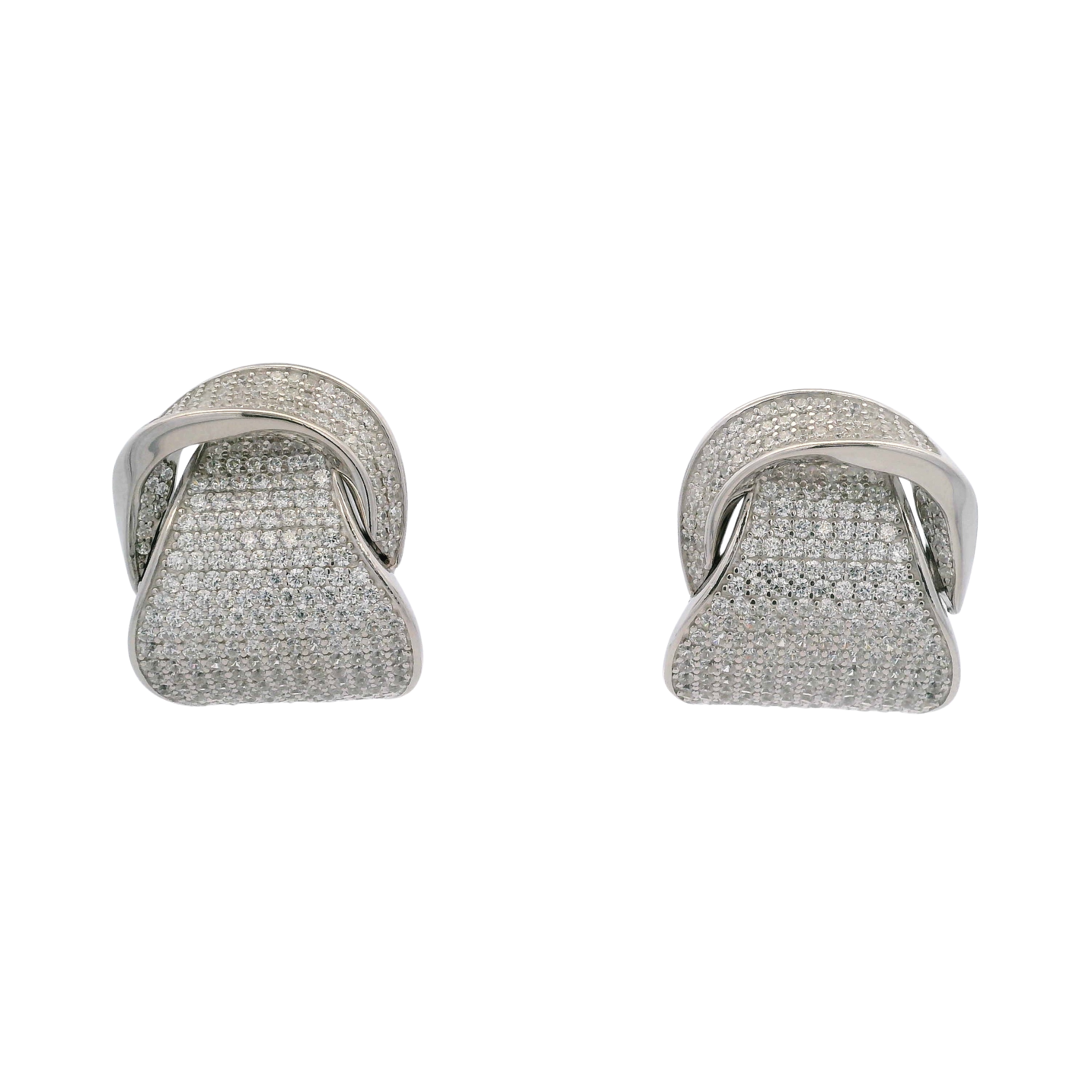 925SL CIRCLE DOME INTERTWINED EARRINGS