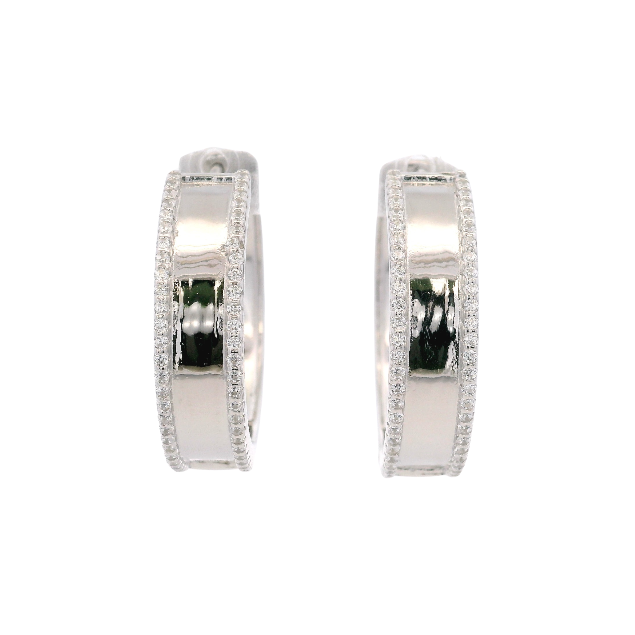 925SL DOUBLE ROW PAVE HOOPS