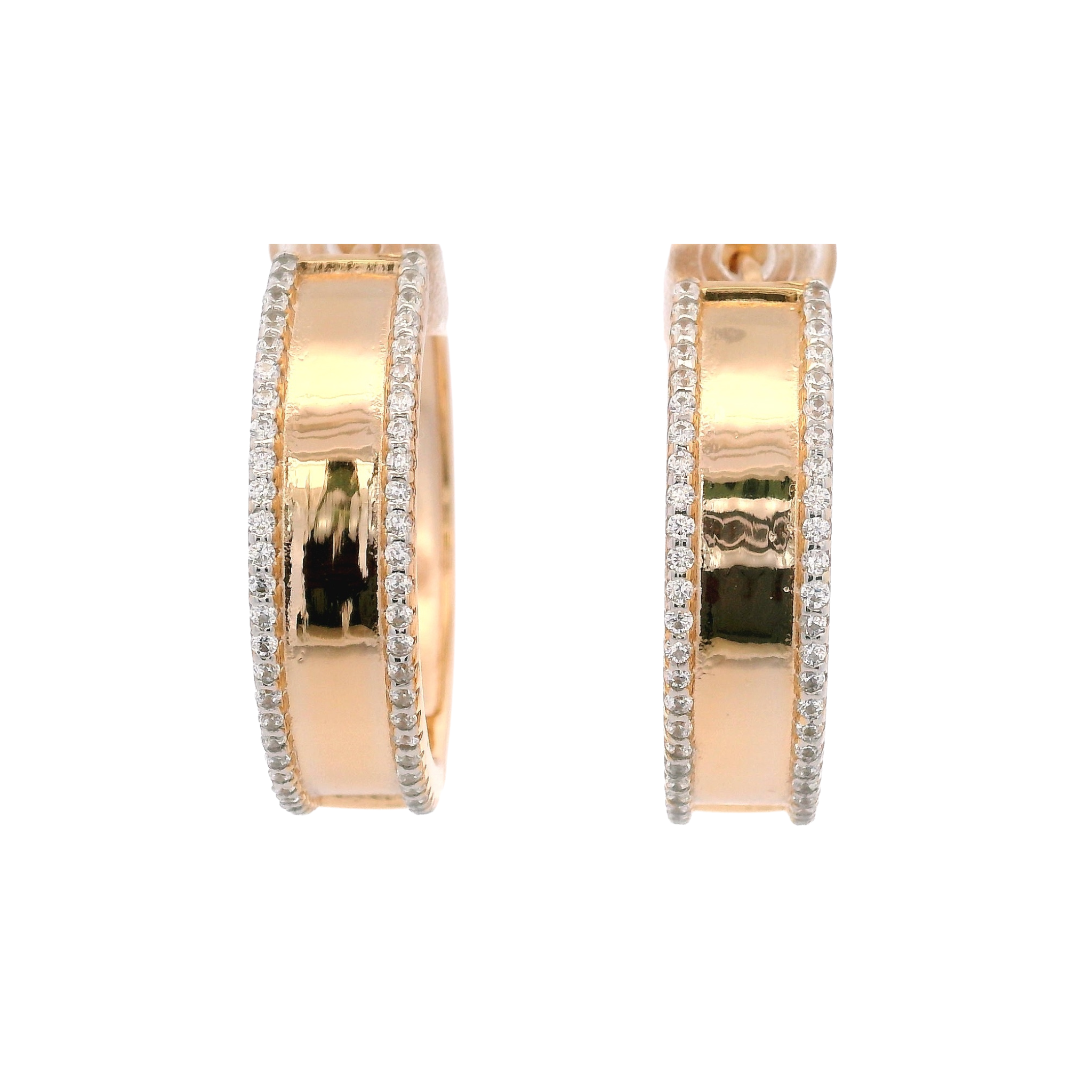 925YG DOUBLE ROW PAVE HOOPS