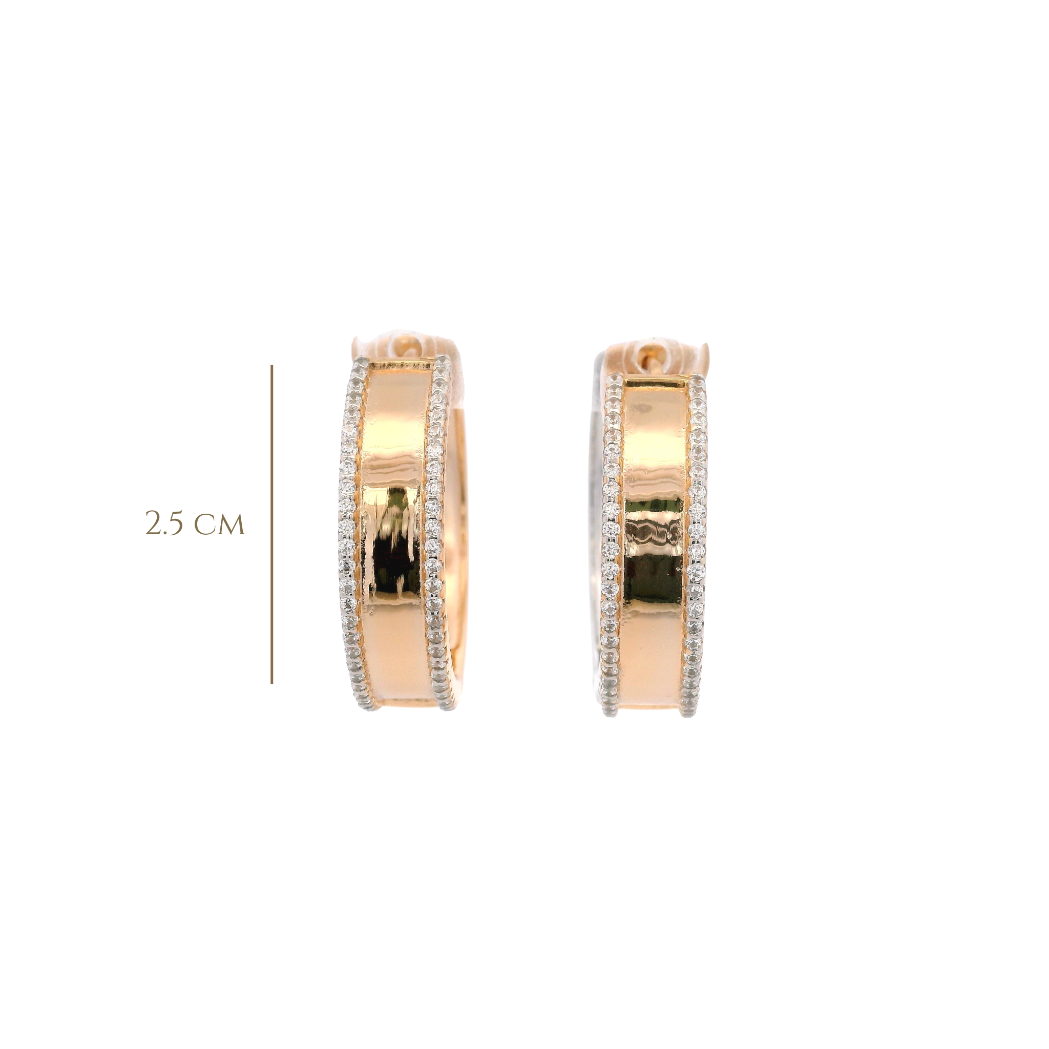 925YG DOUBLE ROW PAVE HOOPS