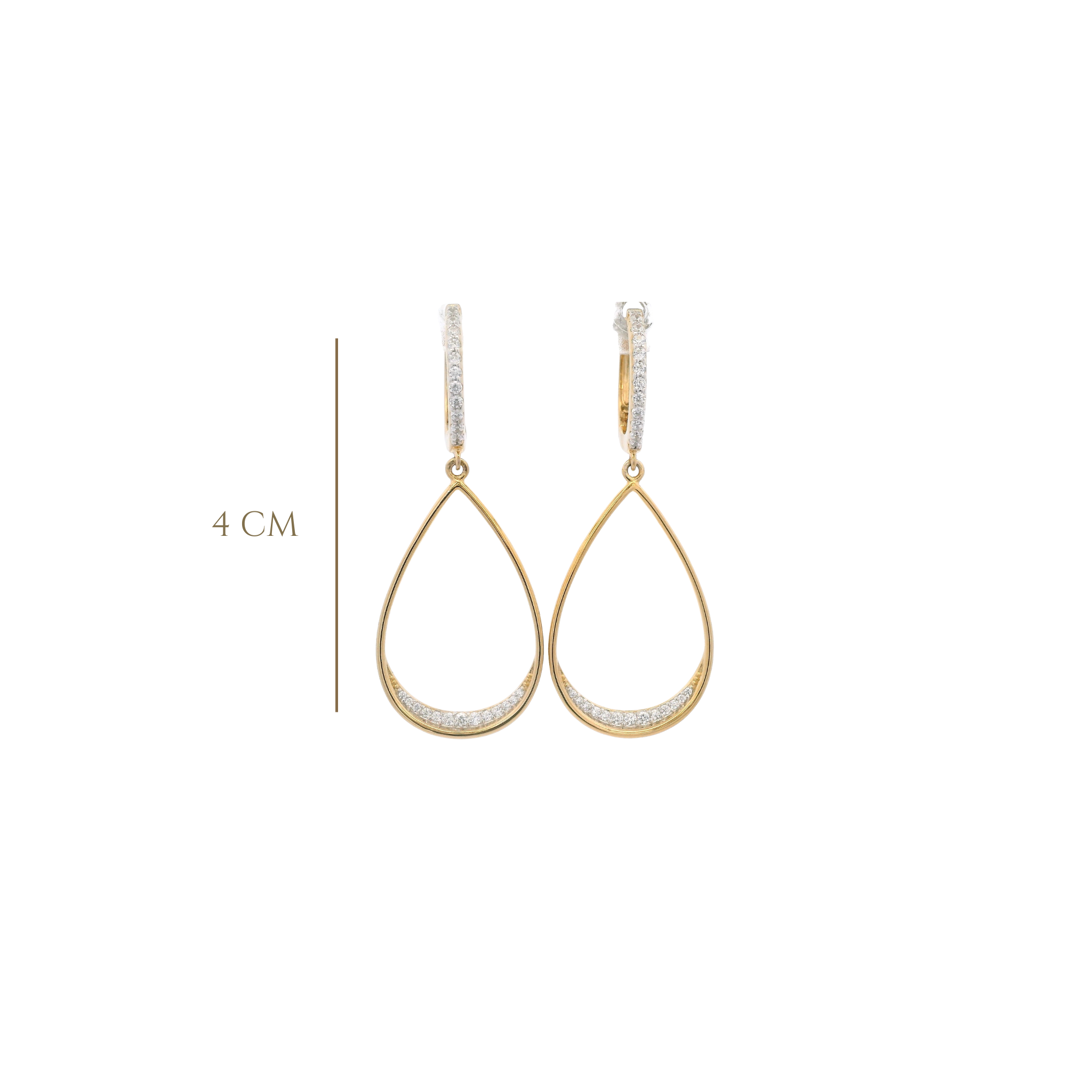 925YG OUTLINE DROP WITH CZ EARRINGS