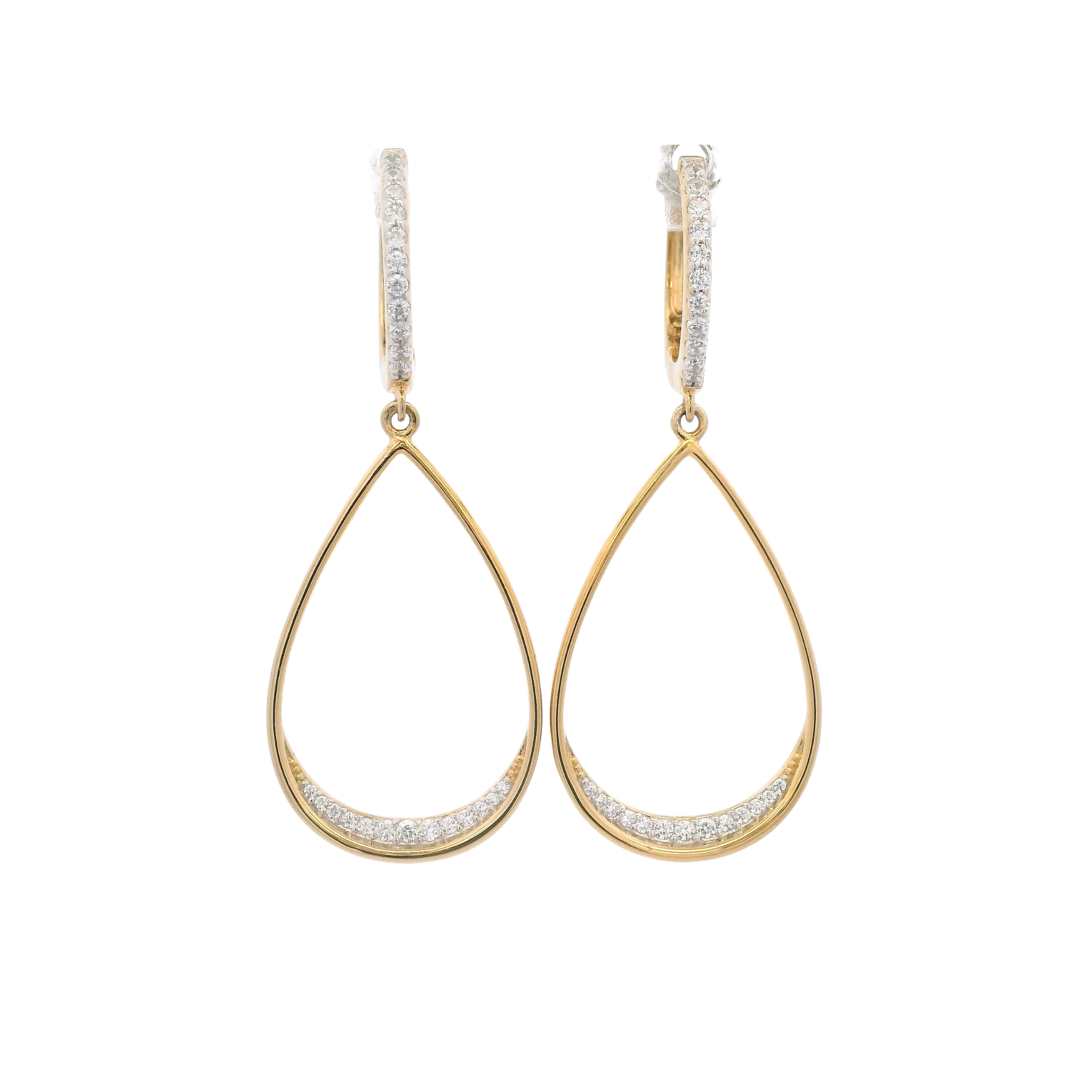 925YG OUTLINE DROP WITH CZ EARRINGS
