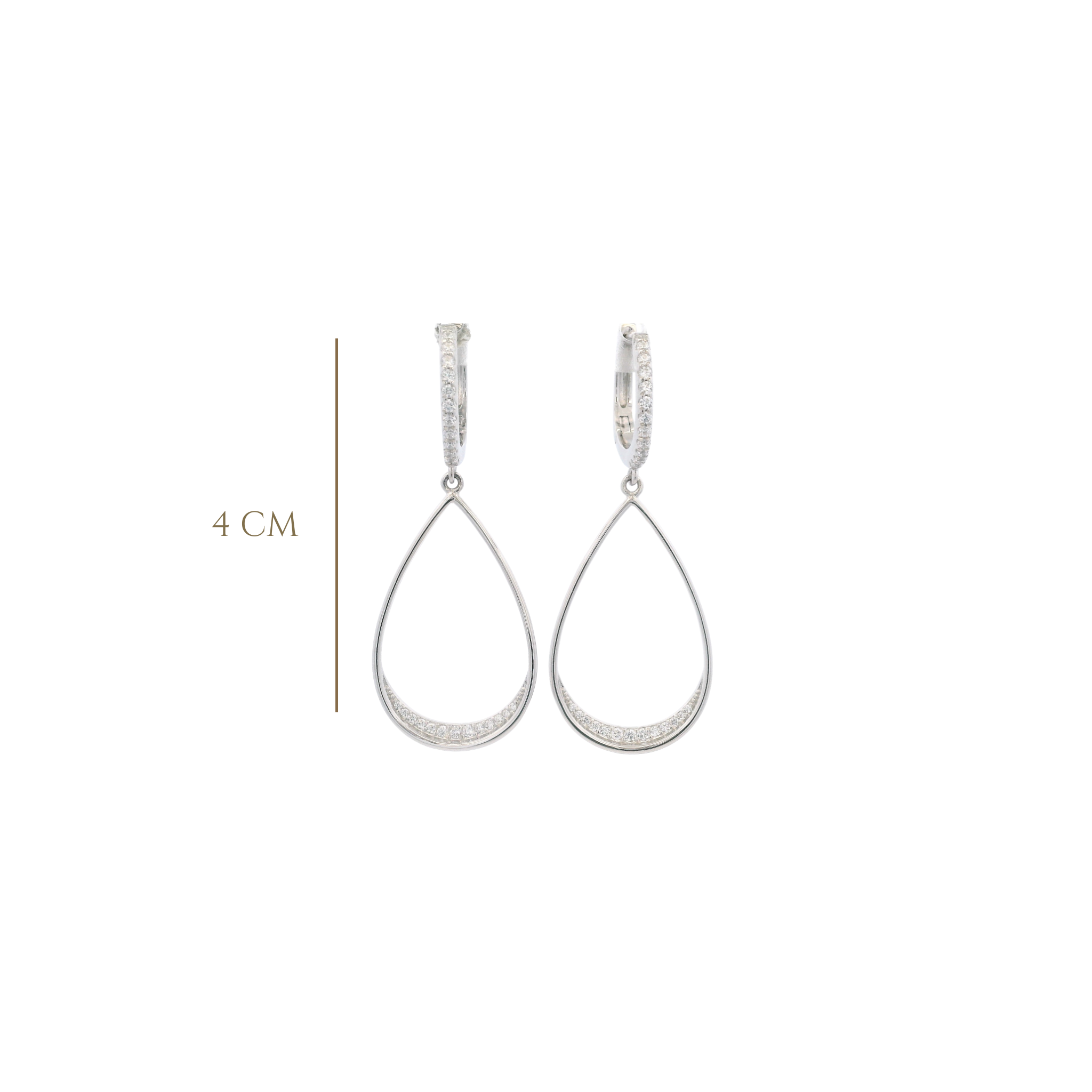 925SL OUTLINE DROP WITH CZ EARRINGS