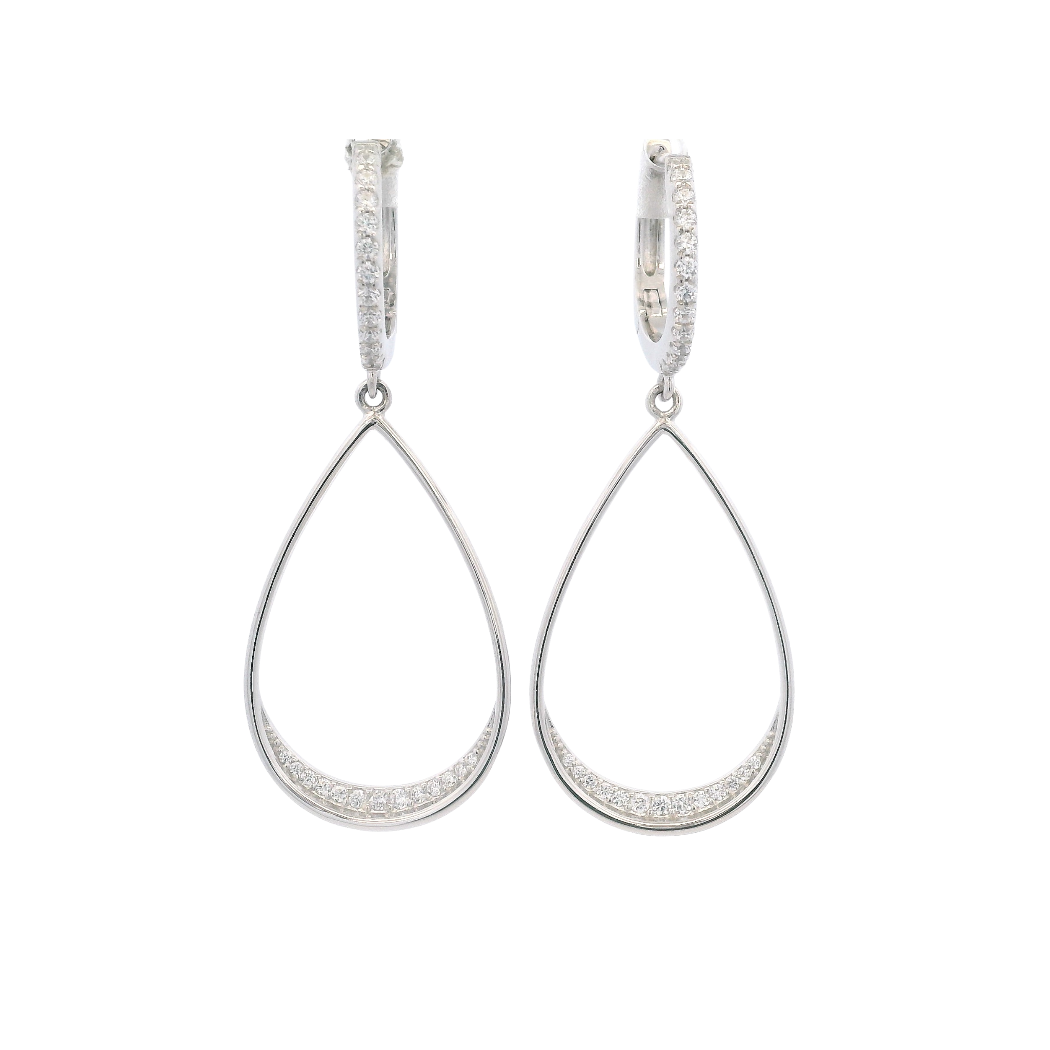 925SL OUTLINE DROP WITH CZ EARRINGS