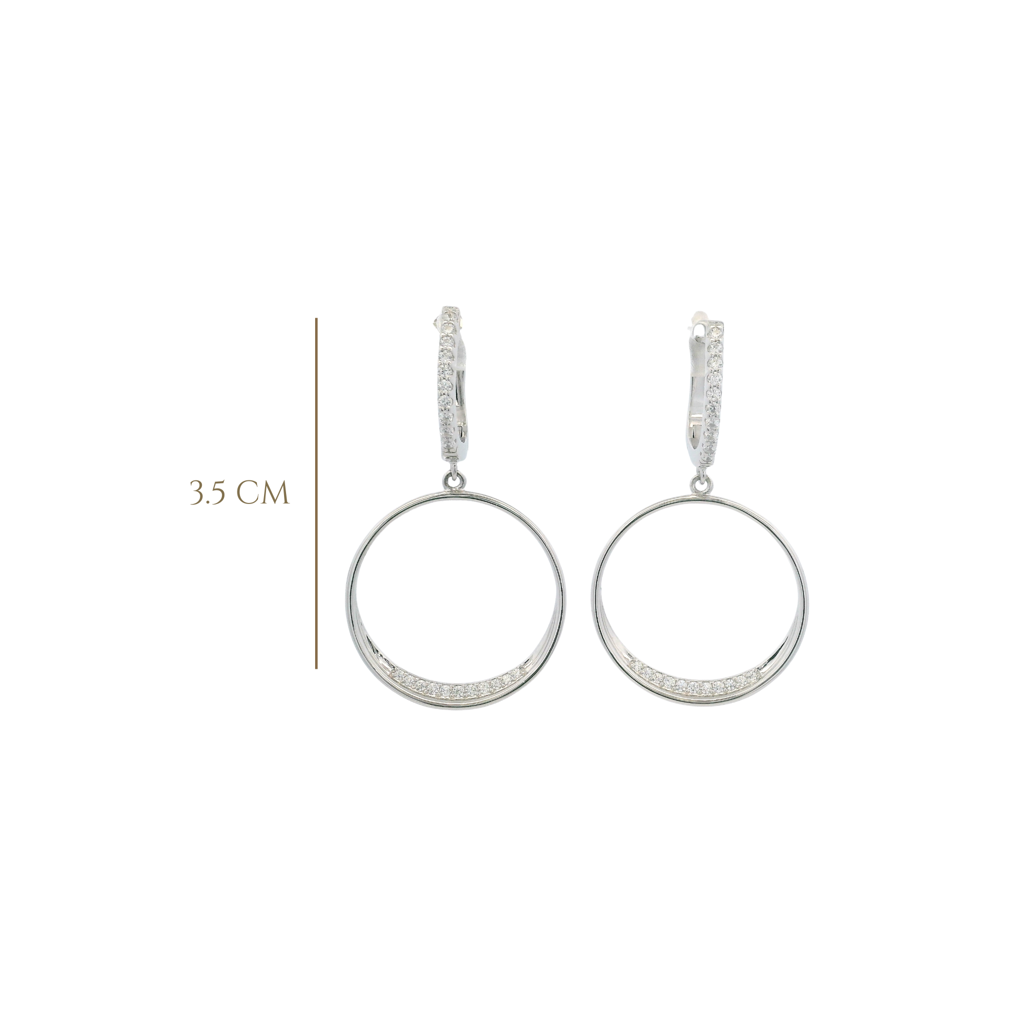 925SL OUTLINE CIRCLE WITH CZ EARRINGS