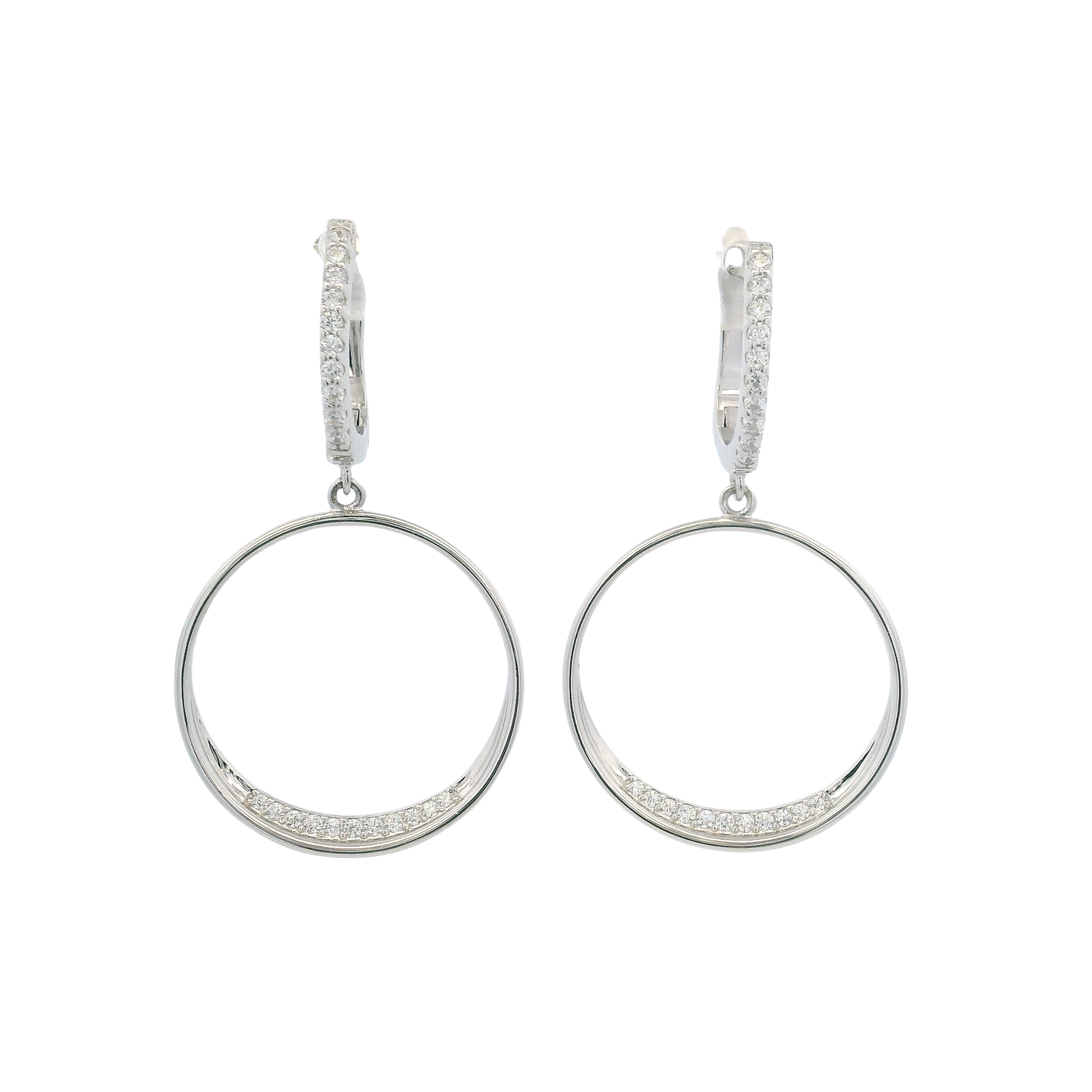 925SL OUTLINE CIRCLE WITH CZ EARRINGS