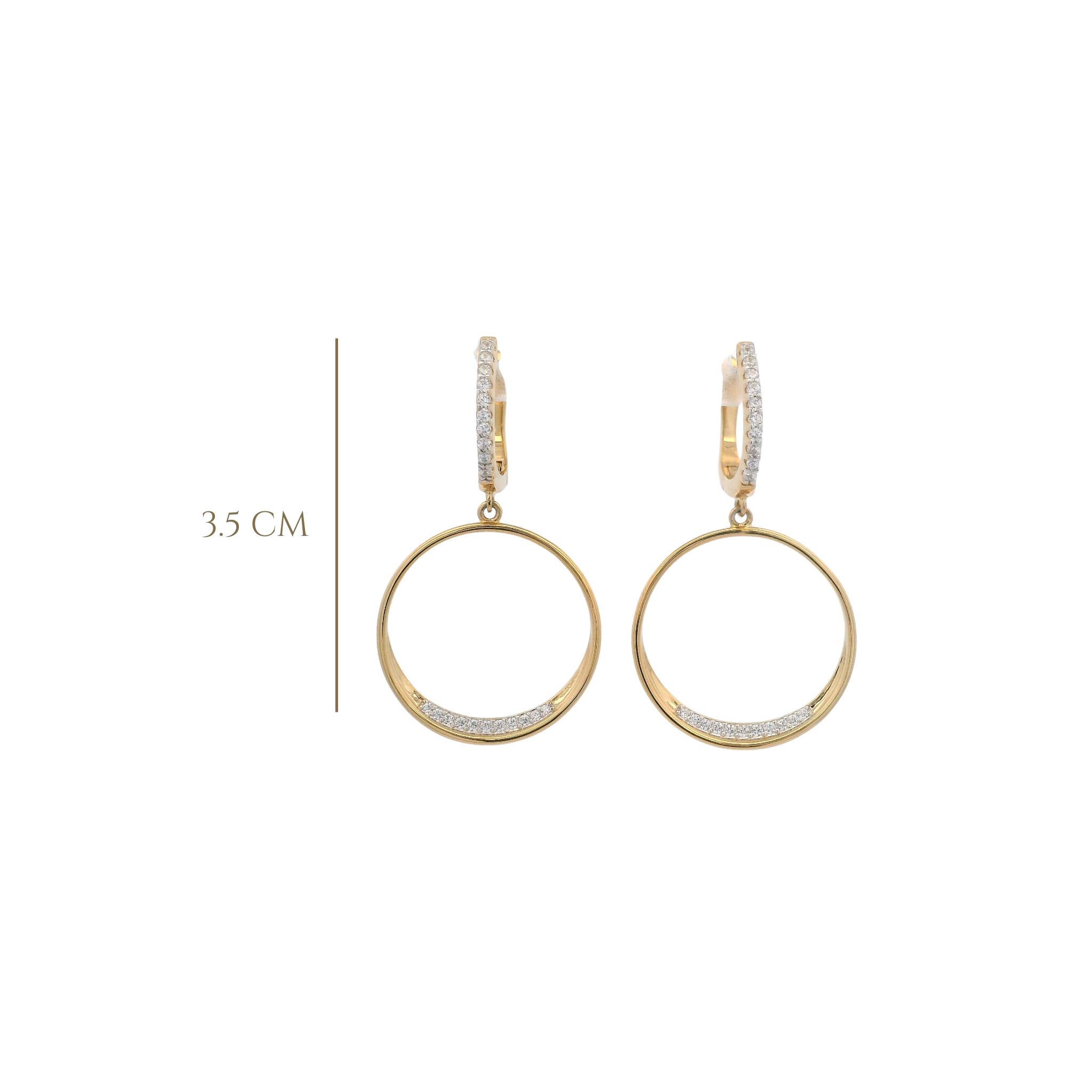 925YG OUTLINE CIRCLE WITH CZ EARRINGS