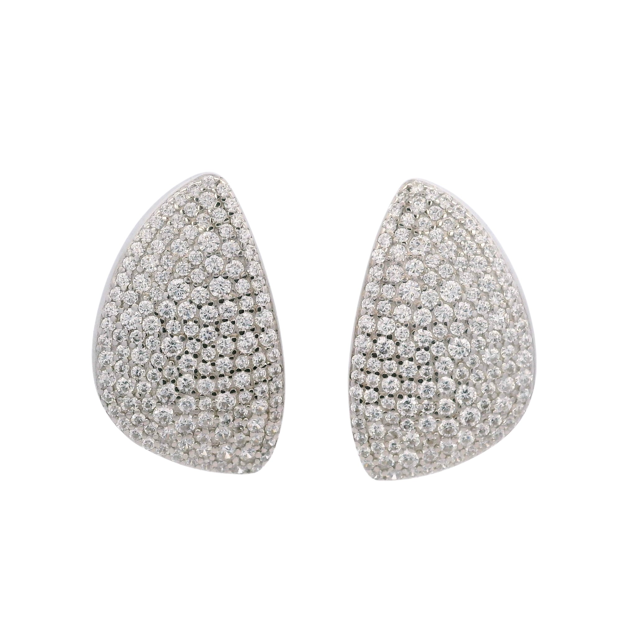 925SL OVAL IRREGULAR PAVE CZ EARRINGS