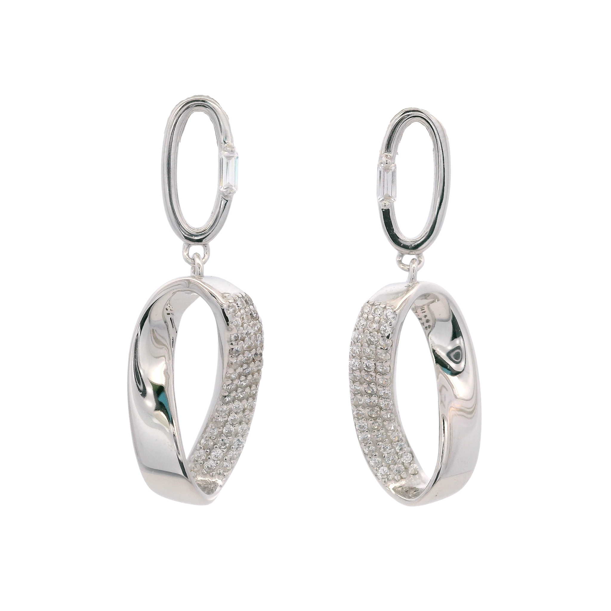 925SL DOUBLE OVAL CZ EARRINGS