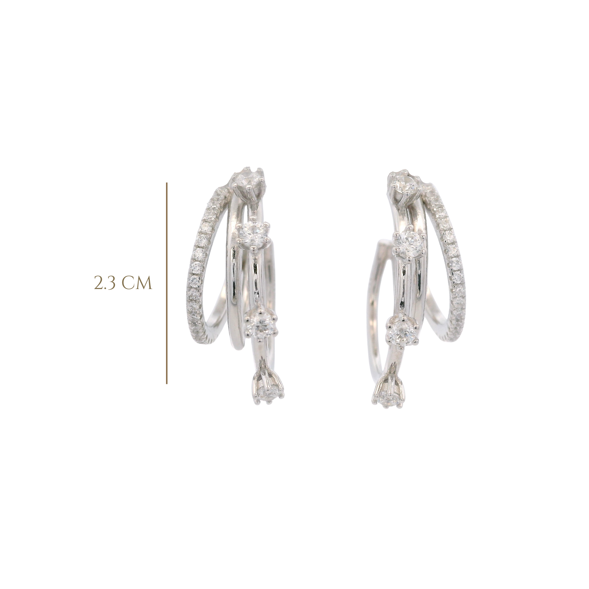 925SL TRIPLE ROW CZ HOOPS