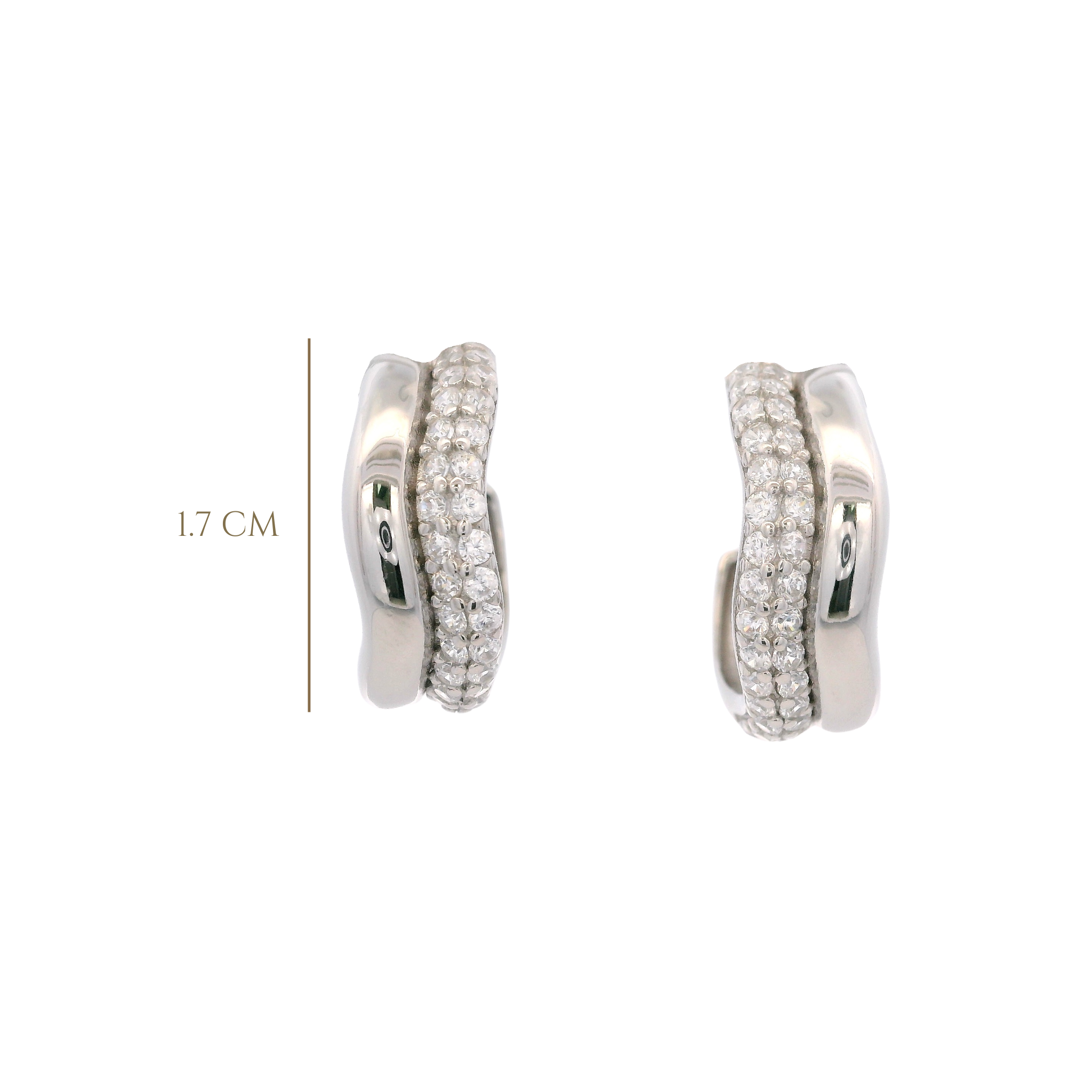 925SL CHUNKY DOUBLE LINE HOOPS CZ