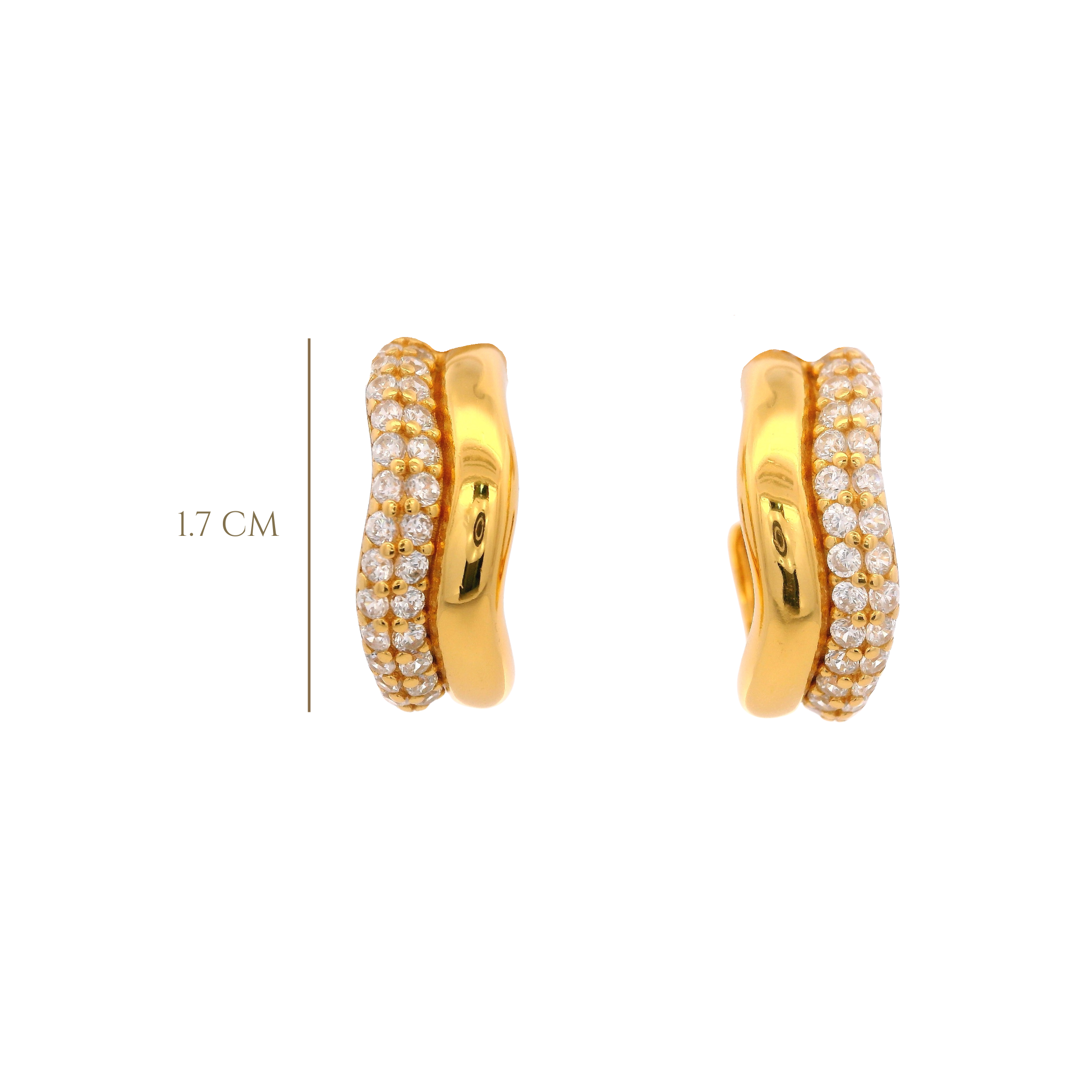 925YG CHUNKY DOUBLE LINE HOOPS CZ